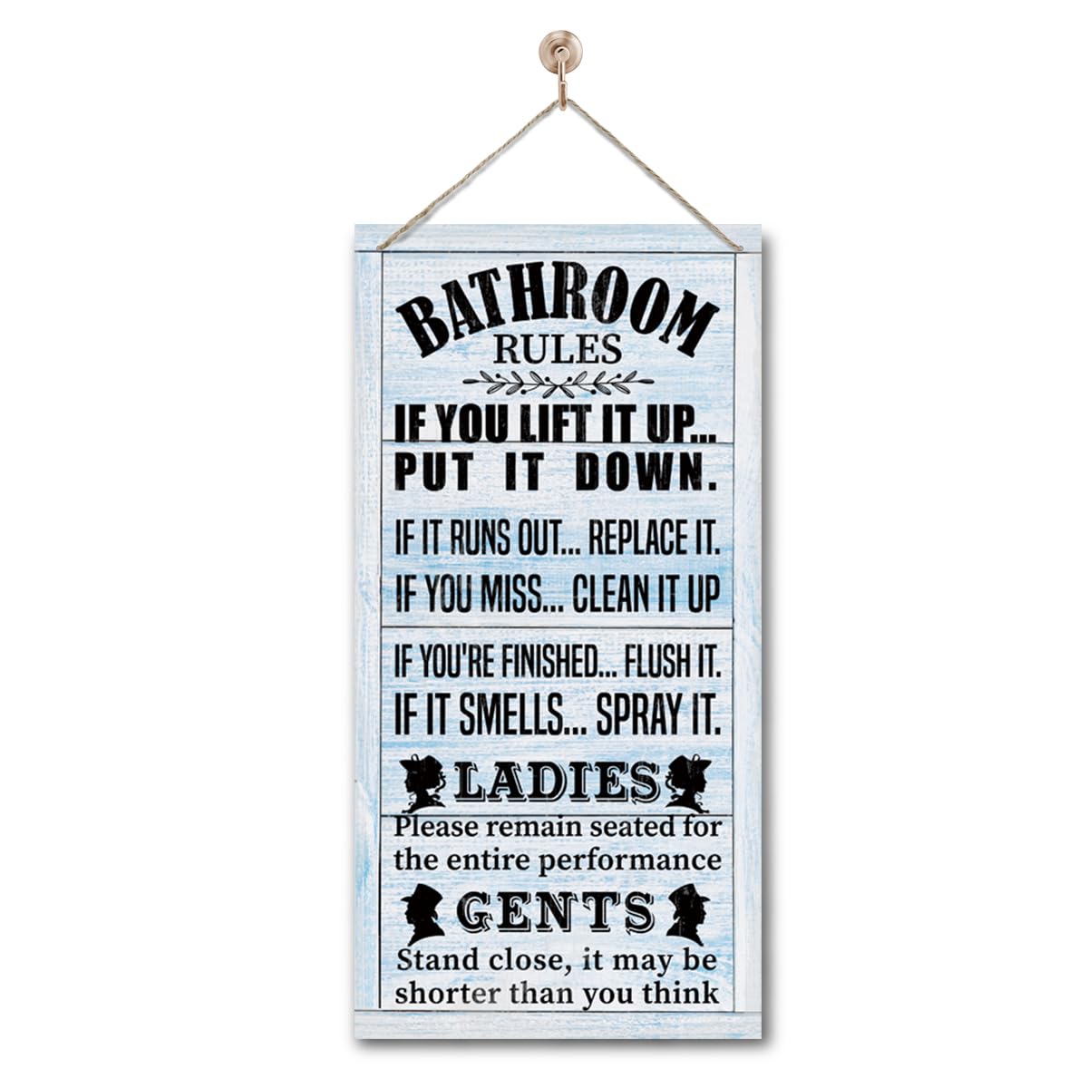 Rustic & Funny Bathroom Signs - Western & Farmhouse Bathroom Rules Wall Decor E1 BST202