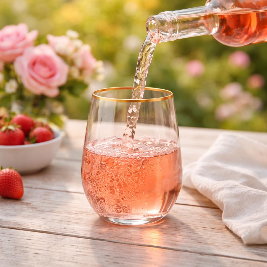 Oojami 40 Pack Diamond Disposable Plastic Wine Glasses 12oz for Parties | Stemless Wine Cups, Champagne Cocktail Whiskey - Shatterproof Unbreakable Reusable Recyclable BPA-Free, Weddings Birthday BST220
