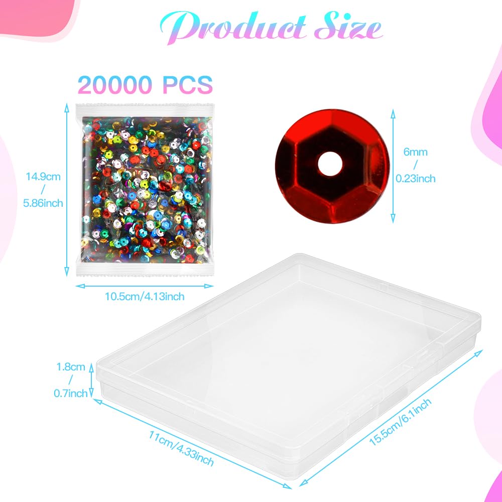 20000 PCS Loose Sequins Bulk Rainbow Cup Sequins 6MM Mixed Round Embroidery Sequin with Box Iridescent Sequin Spangles for Crafts Christmas Ball Wedding DIY Arts Sewing Dress Decoration BST220