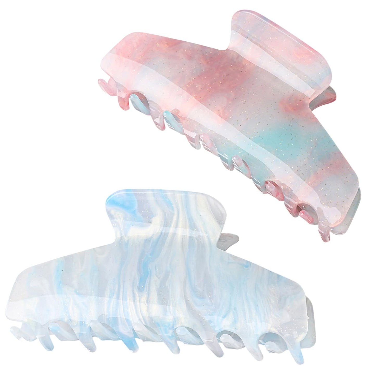 2 Pack Large Acrylic Hair Claw Clips for Women - 4.3 Inch Strong Hold Nonslip Hair Clips Big Claw Barrettes for Thick Thin Hair, Cute Durable Jaw Clips for Women Girls WN420