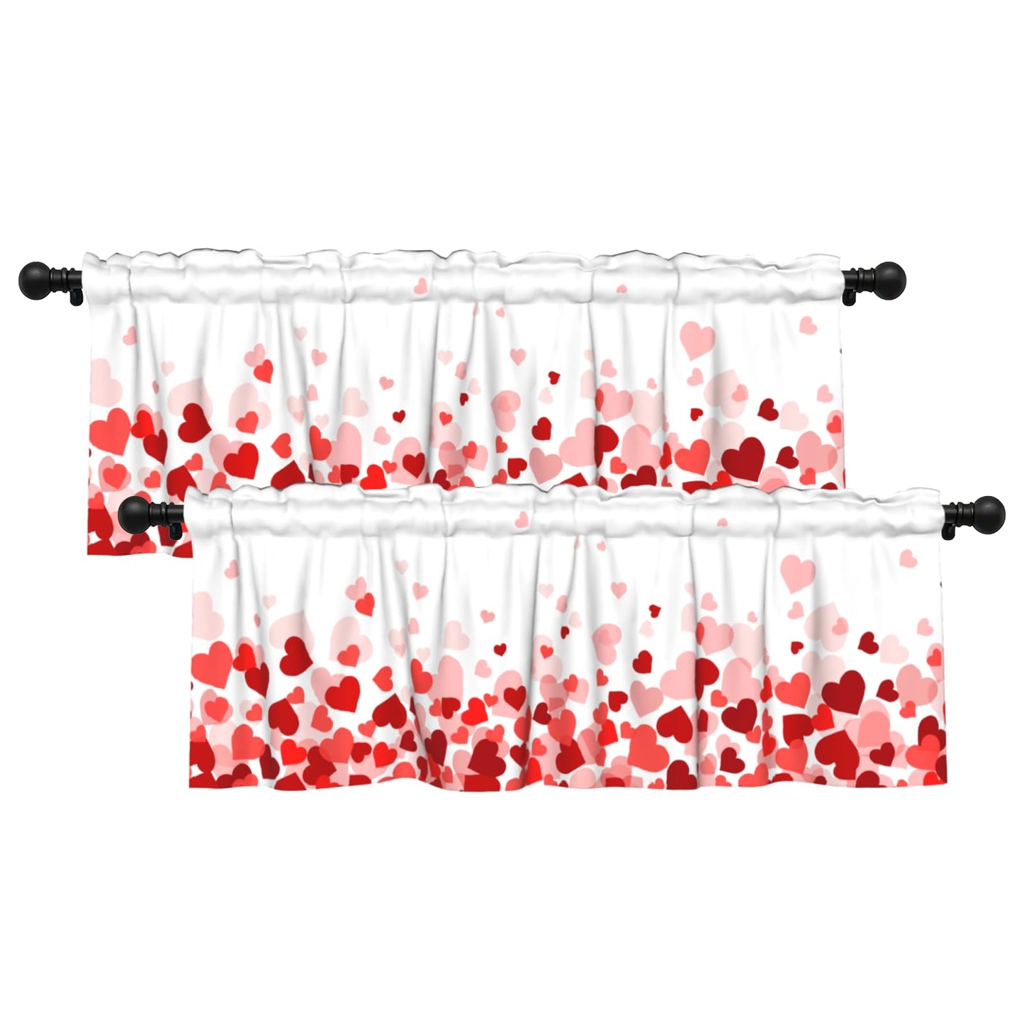 Patriotic Valance for Kitchen 2 Pack 54"x18" American Flag Curtains for Windows Red White Blue Stars 4th of July Independence Day Eucalyptus Leaf Window Treatment Rod Pocket Valance for Home Decor BST326L