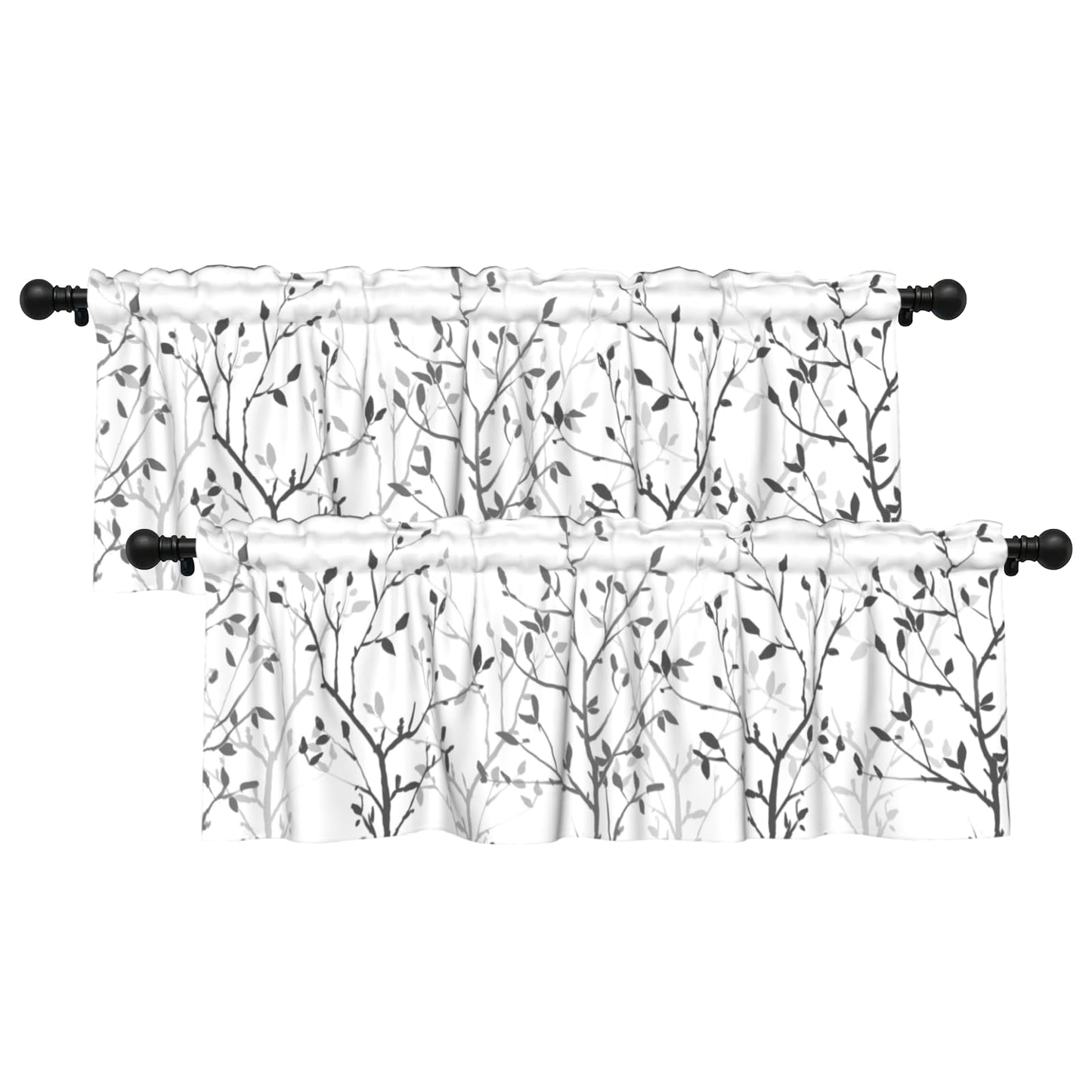 Patriotic Valance for Kitchen 2 Pack 54"x18" American Flag Curtains for Windows Red White Blue Stars 4th of July Independence Day Eucalyptus Leaf Window Treatment Rod Pocket Valance for Home Decor BST326L