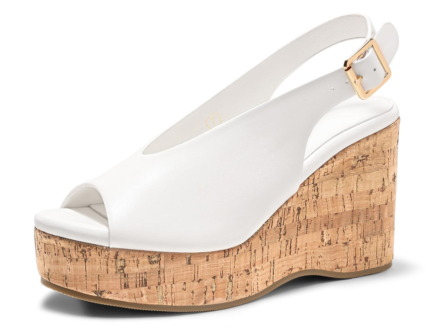 Coutgo Womens Platform Wedge Sandals Open Peep Toe Slingback Cork High Heels Summer Beach Shoes DD1210
