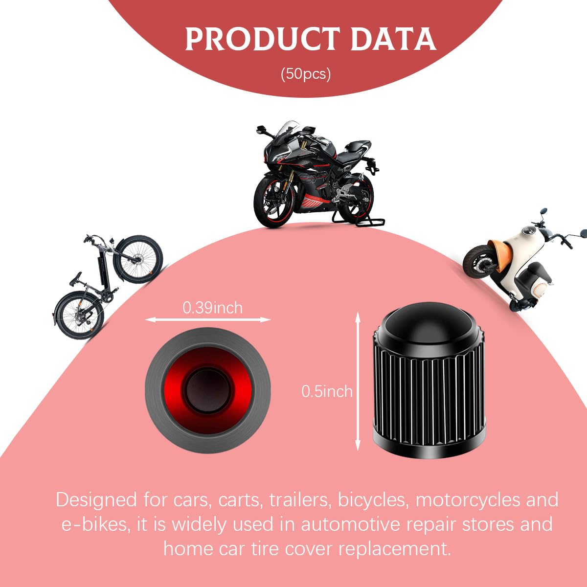 Ziciner 25 PCS Tire Valve Stem Caps, Plastic Car Tyre Valve Cap with O Rubber Seal, Dustproof Airtight Seal Wheel Stem Covers, Universal Accessories for Cars, SUVs, Bicycles,Trucks (Red) WN420