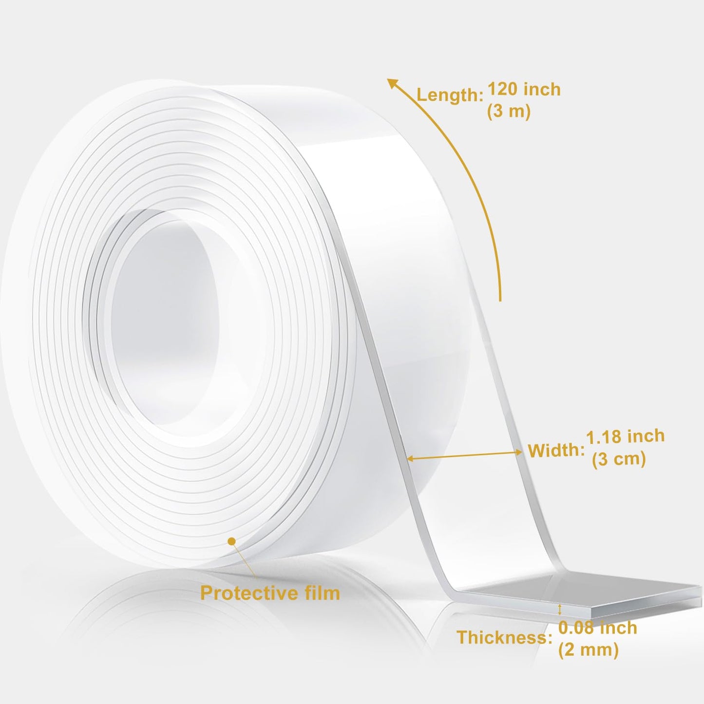 Double Sided Heavy Duty Extra Strong Adhesive Tape -Indoor/Outdoor General Purpose Nano Tape for securing Picture Frames, Carpets. - Reusable and Without Leaving Adhesive Marks (2 Pack) WN420
