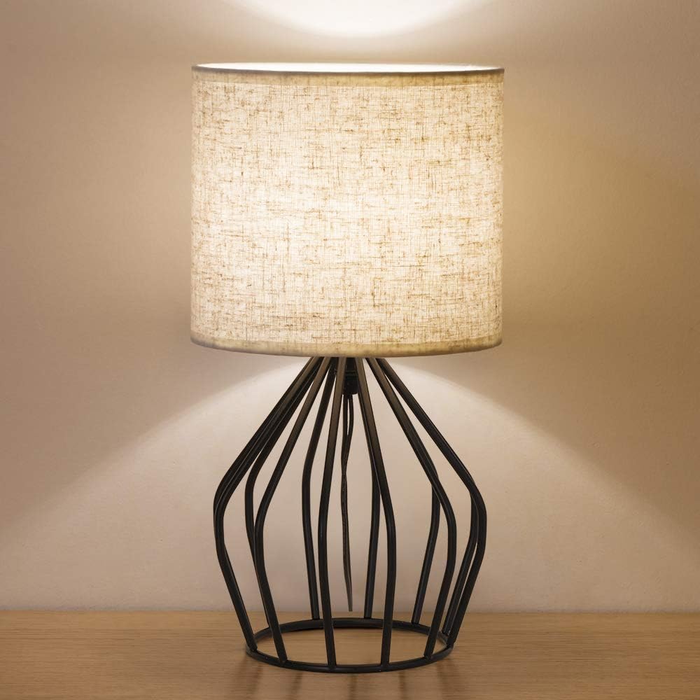 Black Modern Table Lamp - Minimalist Small Bedside Lamp N26