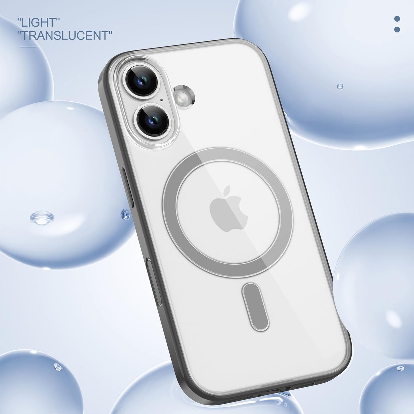 PULOKA for iPhone Case Compatible with Magsafe, Color Bumper & Clear TPU Back Hybrid Shockproof Cover (White, iPhone 16 Pro Max) WN420