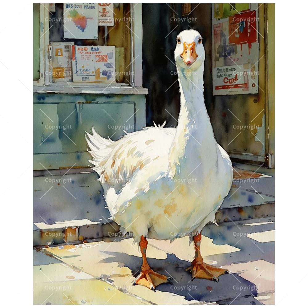 TAOPAOLAB Animal Paint by Numbers Kit for Adults - DIY White Goose in Front of The Bookstoree Painting on Canvas 16x20In, Acrylic Paint Set for Beginners, Farmhouse Art for Home Decoration or Gifts BST326H