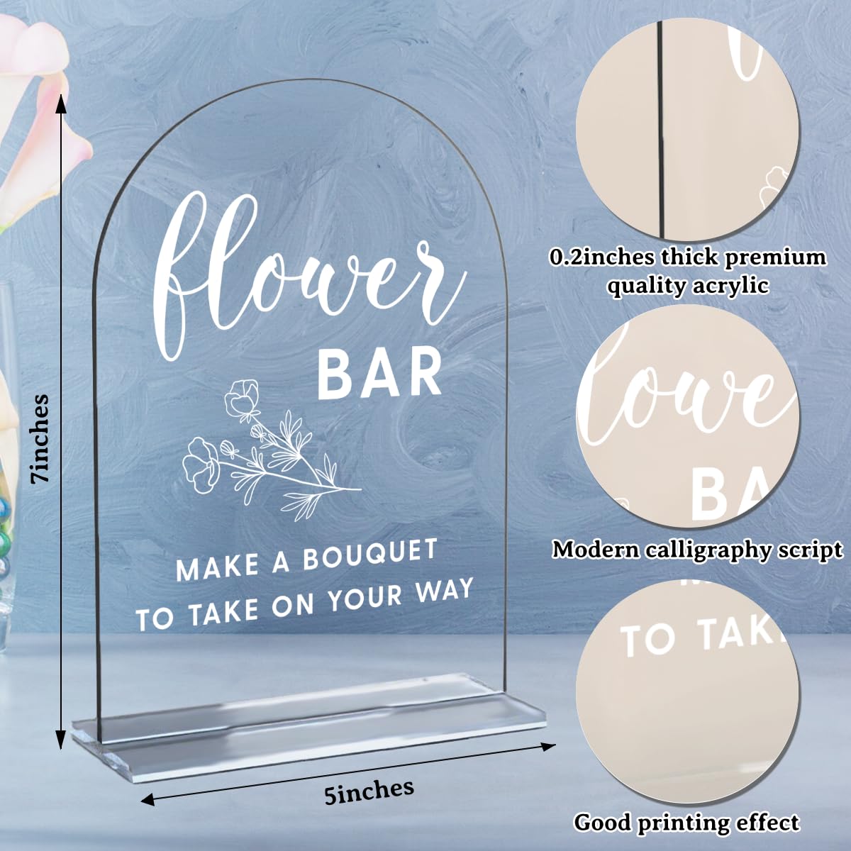 Acrylic Wedding Signs, Bridal Shower Decorations, Modern Arched Round Top Acrylic Table Top Sign with Holder for Wedding Reception Party Dinner - Can't Wait to See What Develops (Clear) BST326L