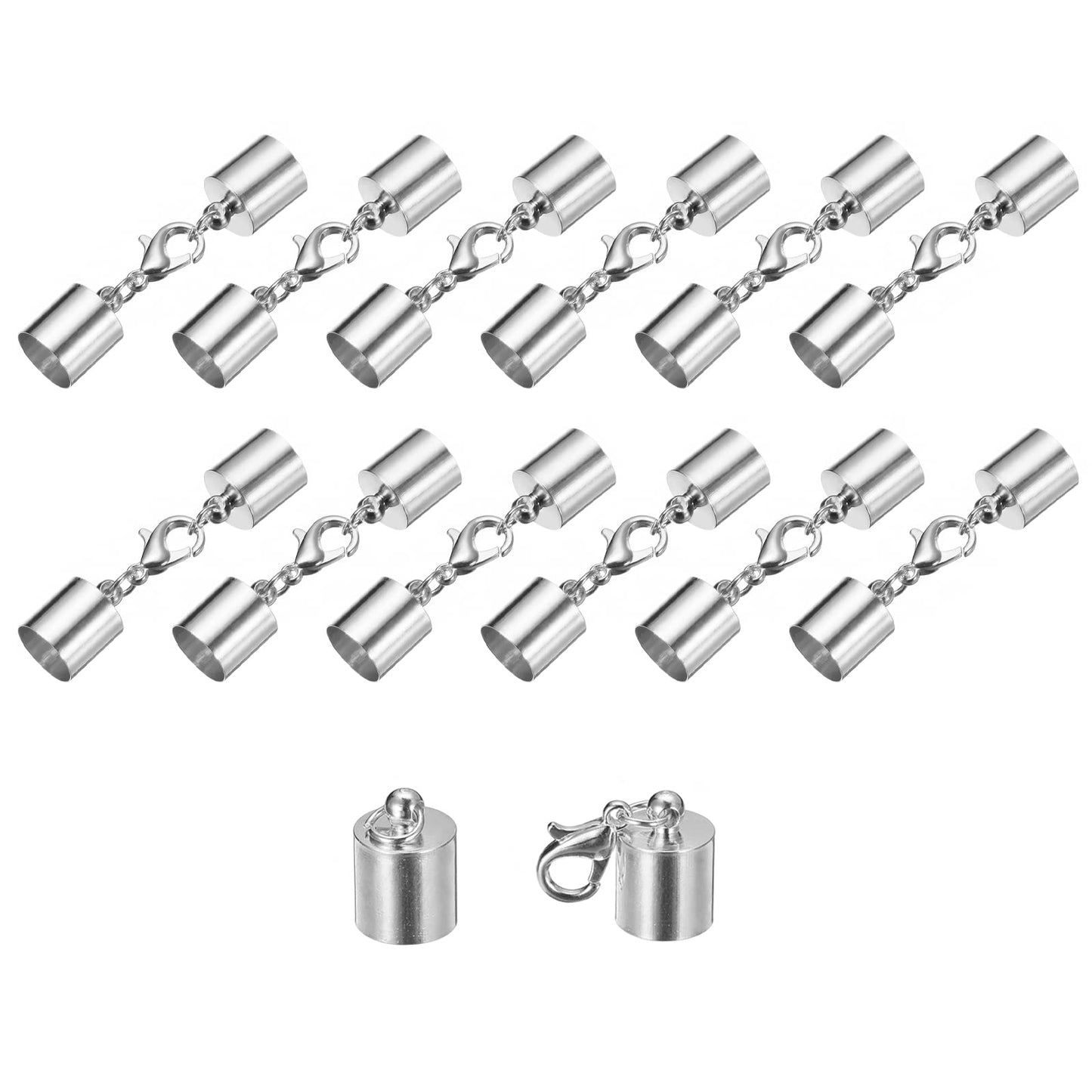 uxcell 20Sets Leather Cord End Caps with Lobster Claw Clasps Fit 4.5mm Cords, Barrel Terminators for DIY Making Leather Bracelets, Bronze Tone BST326L