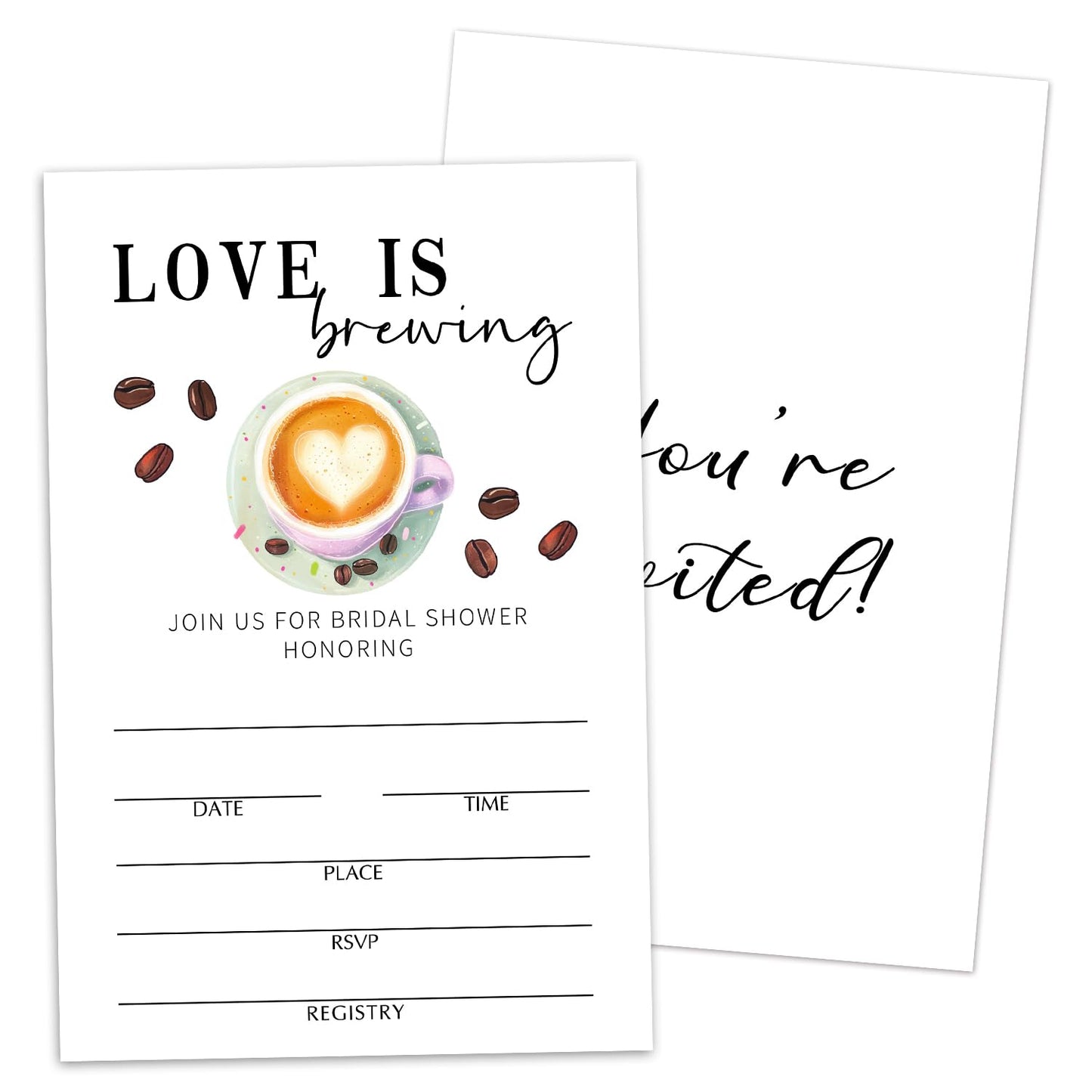 50 Years Anniversary Bridal Shower Invitations Cards, Set of 25 Gold Foil Floral Fill in Style 50th Year Wedding Invites Cards with Envelopes for Couples Marriage Party Supplies-T05 WN420