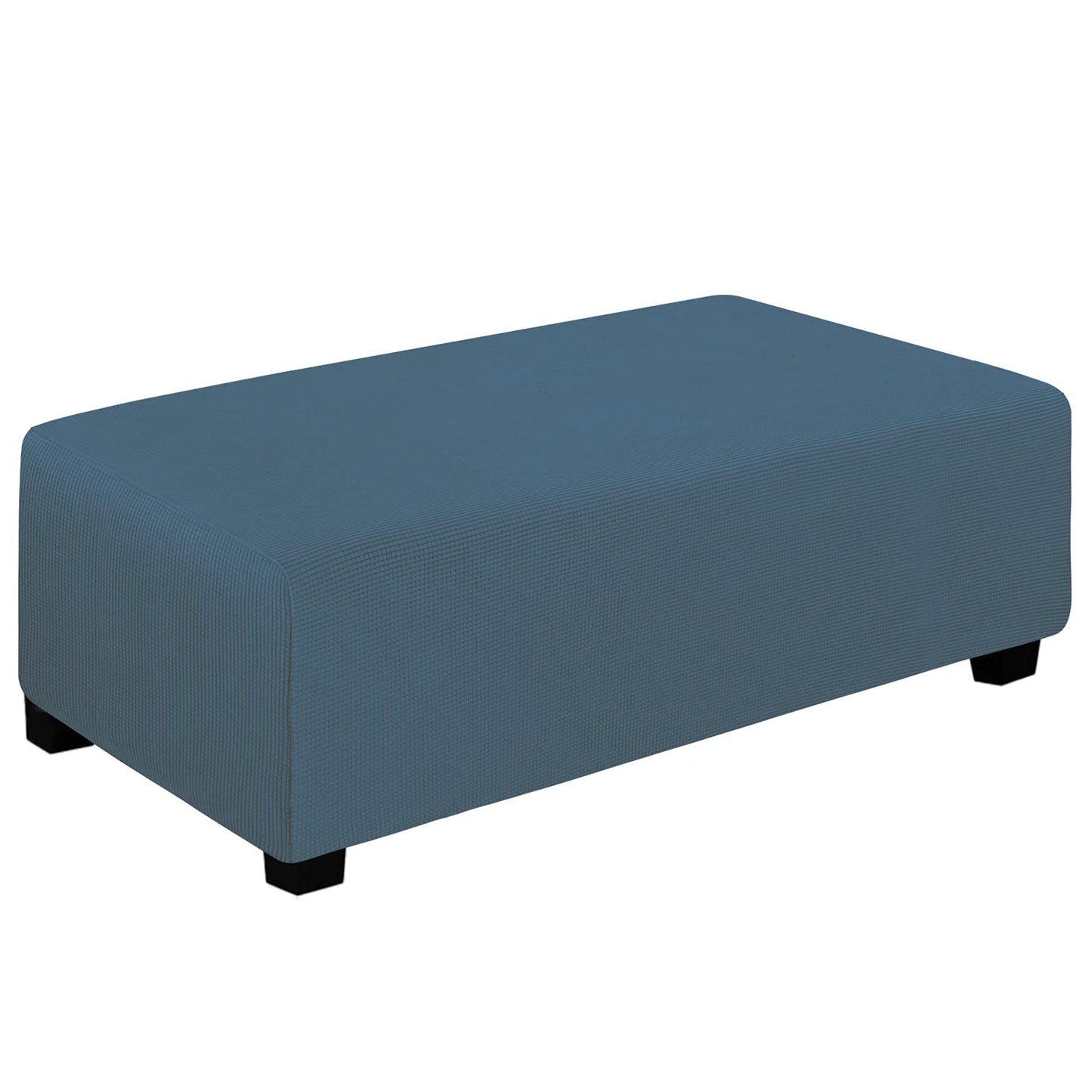 Easy-Going Stretch Square Ottoman Cover 15x15x15inch Dark Blue | Folding Storage Footstool cover Furniture Protector Soft Rectangle slipcover with Elastic Bottom BST202