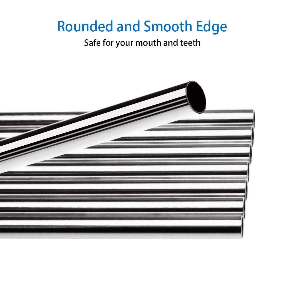 Tomorotec 14PCS Stainless Steel Straws Fit for 30oz Stanley Tumblers | 11" Reusable Drinking Straws with Brush, 7 Bent & 7 Straight for Smoothies, Milkshakes, Coffee, Dishwasher Safe (Metallic) BST326L