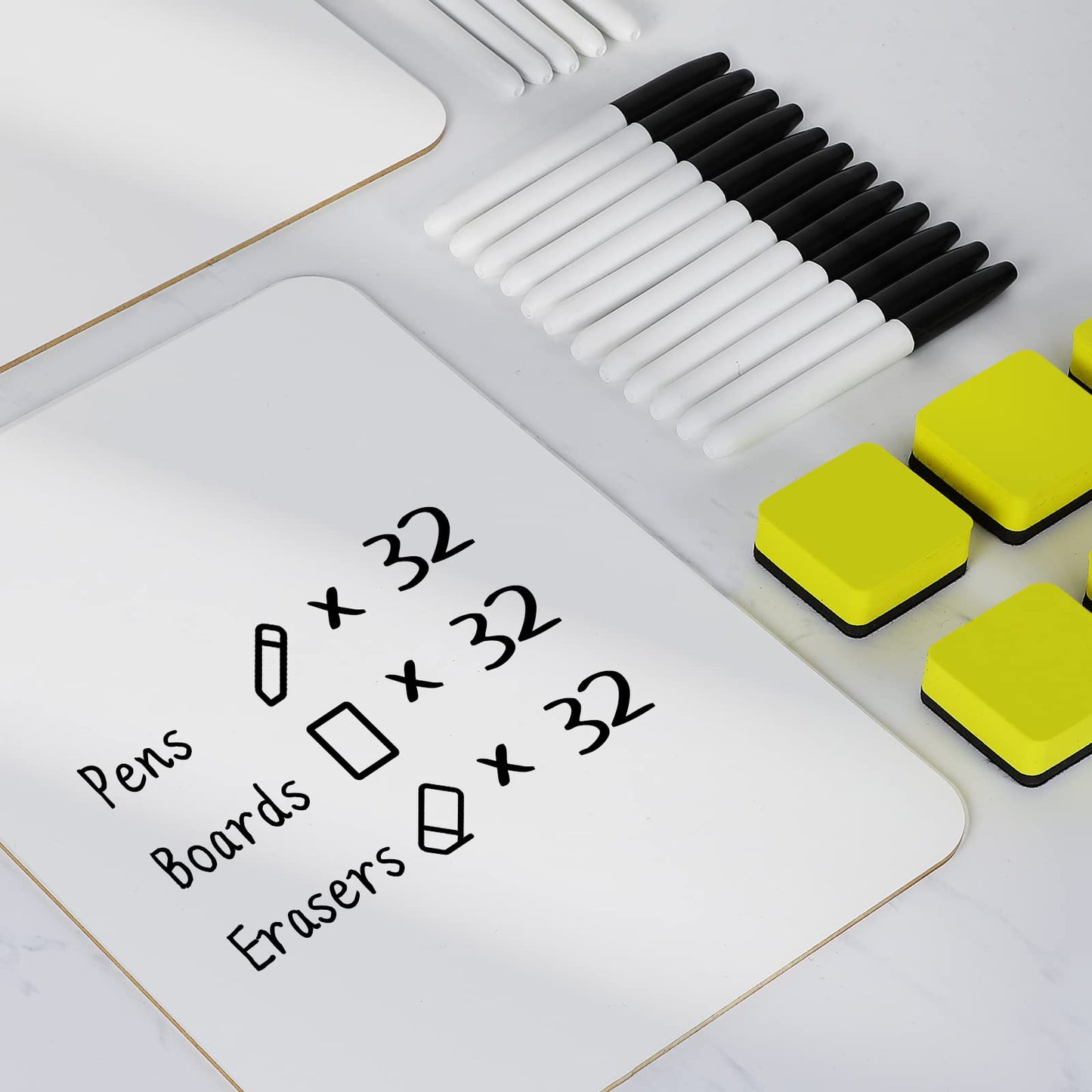 Dry Erase Lapboards, HERKKA 32 Pack Double Sided Dry Erase Lap Boards 9 x 12.5 Inch Small Dry Erase Boards for Students Classroom Teacher Supplies DD1210