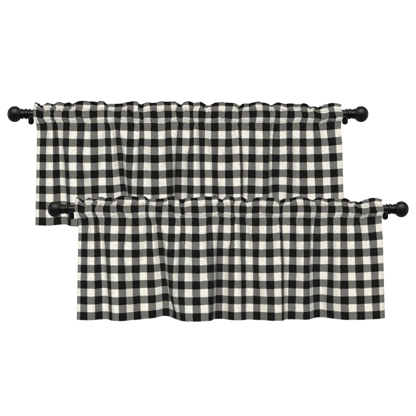 Patriotic Valance for Kitchen 2 Pack 54"x18" American Flag Curtains for Windows Red White Blue Stars 4th of July Independence Day Eucalyptus Leaf Window Treatment Rod Pocket Valance for Home Decor BST326L