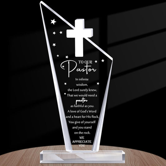 Kosiz 1 Pcs 1 Pcs Pastor Appreciation Gifts Religious Acrylic Cross Plaques for Men Christian Church Gifts for Retirement Keepsake Religious Thank You Decor Gratitude Saying Sign (Classic Pastor) BST326L