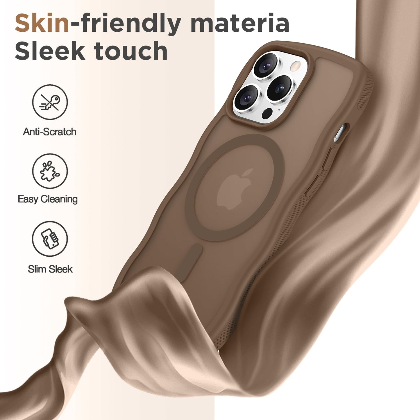 Magnetic for iPhone 13 Pro Case, Compatible with MagSafe Cute Wave Non-Slip Translucent Matte Easier Grip Shockproof Phone Case for iPhone 13 Pro, Black WN420