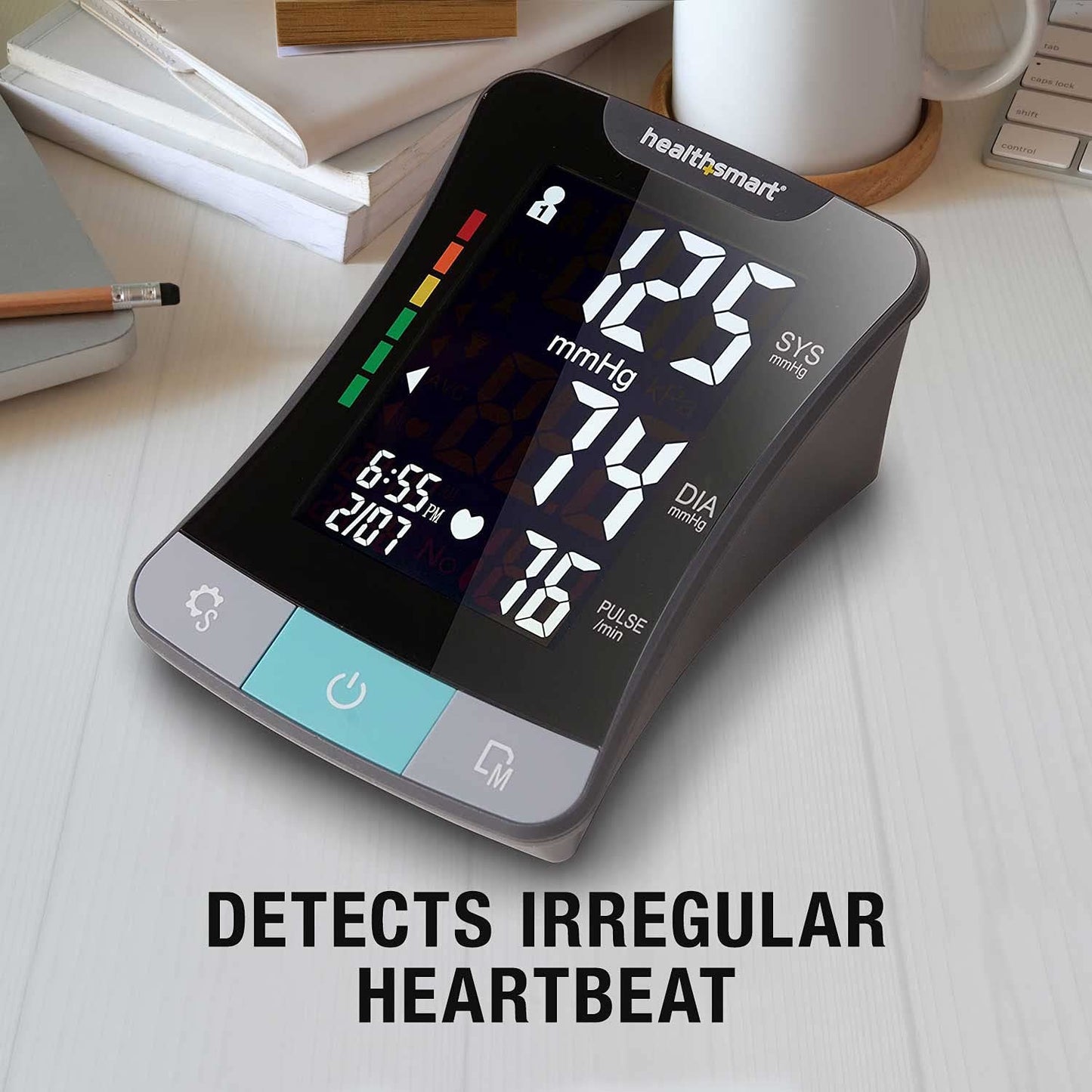 HealthSmart Digital Premium Blood Pressure Monitor with Automatic Upper Arm Cuff that Displays Blood Pressure, Pulse Rate and Irregular Heartbeat, Stores up to 120 Readings for 2 Users
