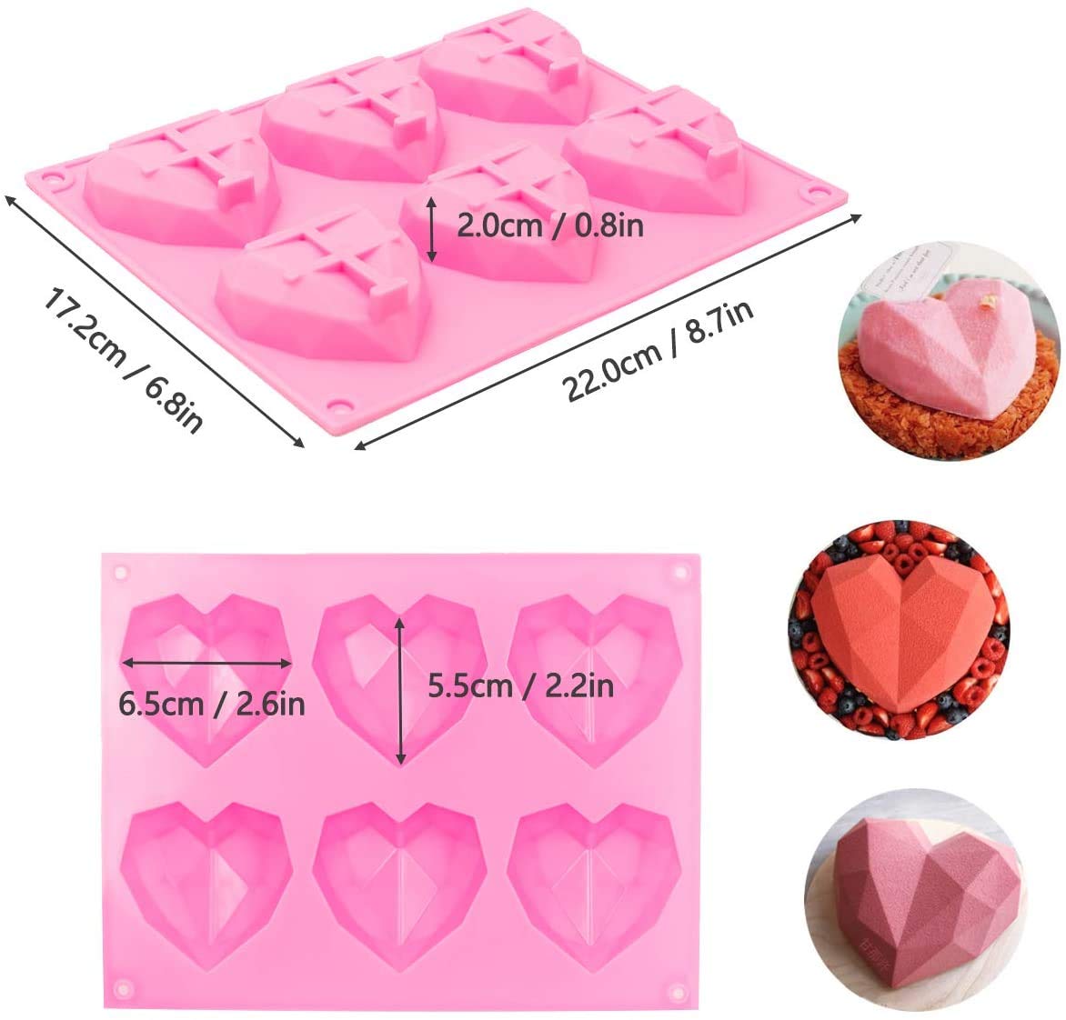2 Pack Love Heart Silicone Chocolate Bomb Mold DIY Non-stick Silicone Handmade Mold for Valentine Chocolates, Cake, Hard Candy, Baking, Gummy, Ice Cube Trays cake BST202