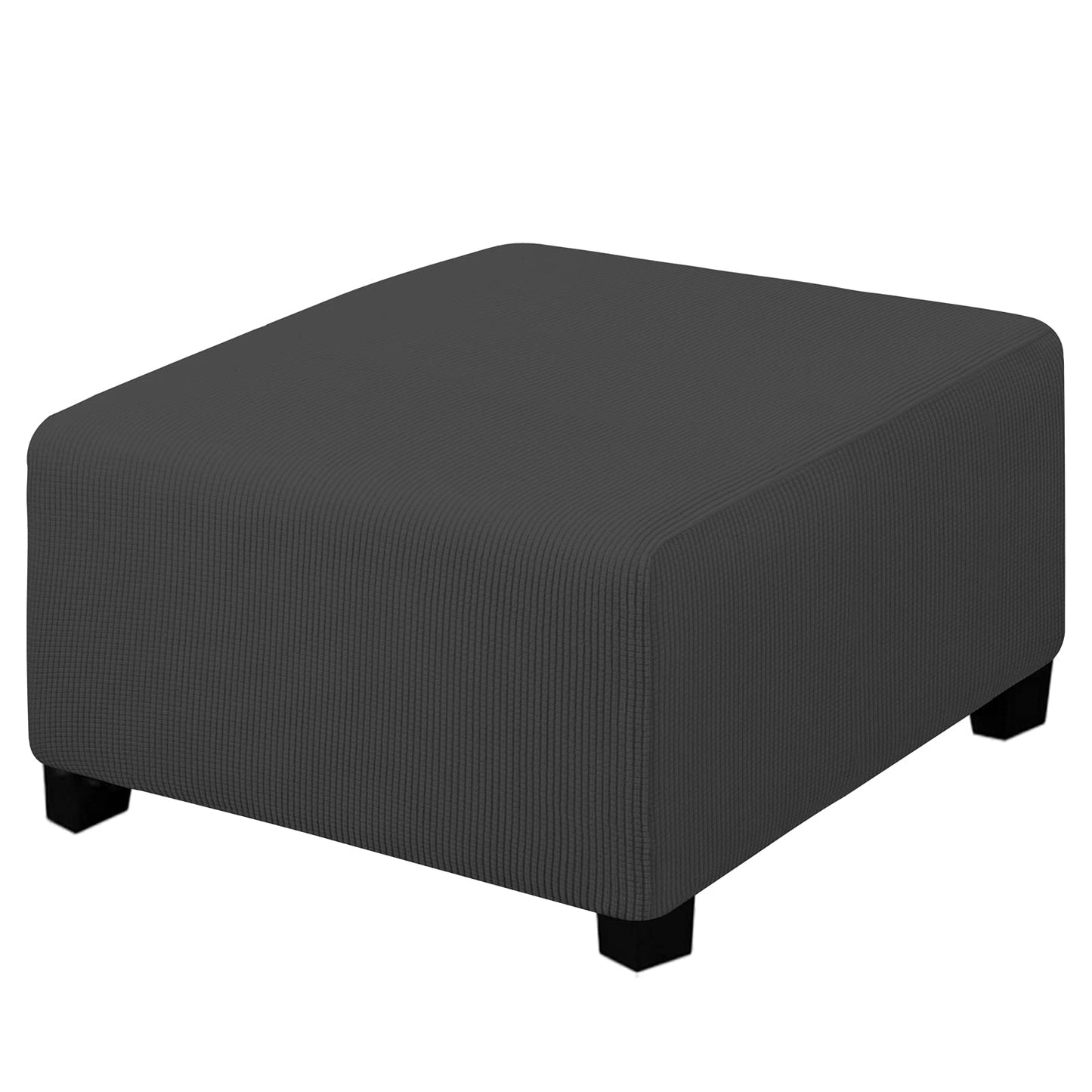 Easy-Going Stretch Square Ottoman Cover 15x15x15inch Dark Blue | Folding Storage Footstool cover Furniture Protector Soft Rectangle slipcover with Elastic Bottom BST202