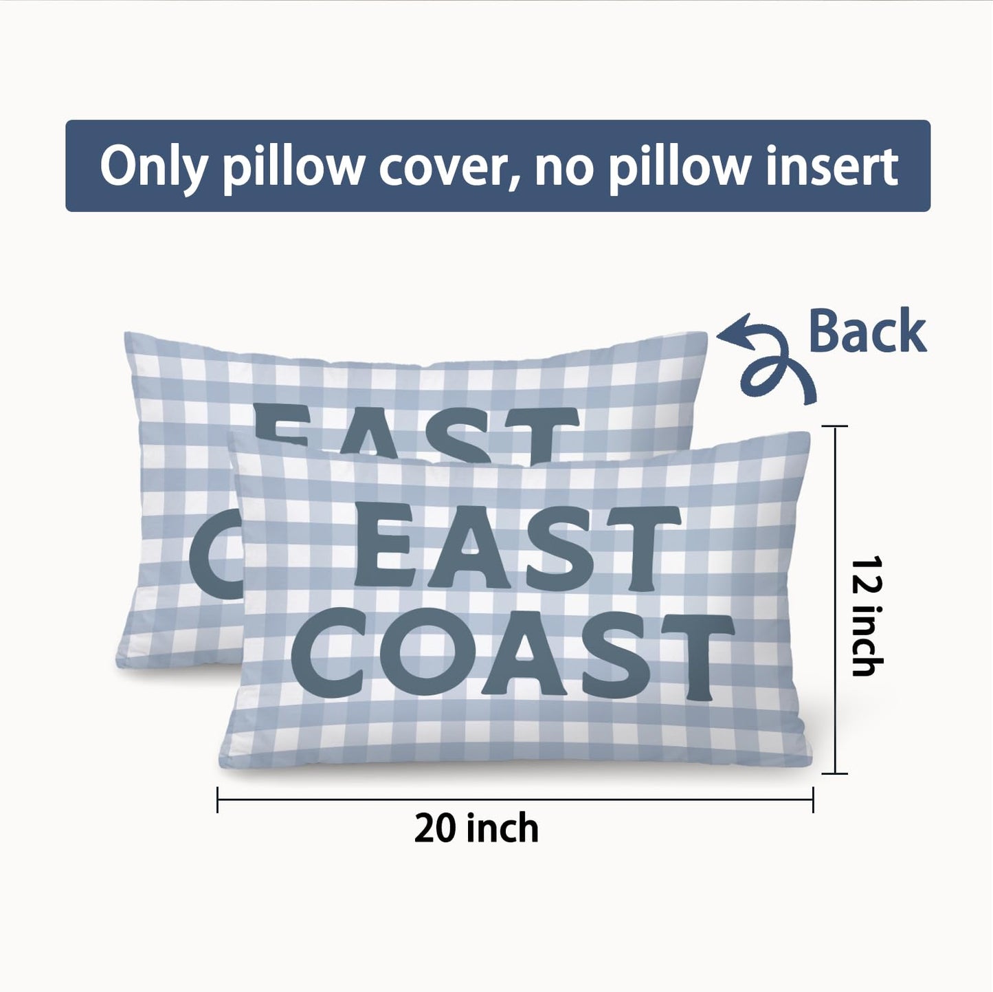 Coastal Beach Girly Room Decor 12x20 Pillow Cover, Preppy Beach Navy Blue Bikini Striped Decorative Lumbar Pillow Covers for Girls Bedroom College Dorm Sofa Couch BST326L