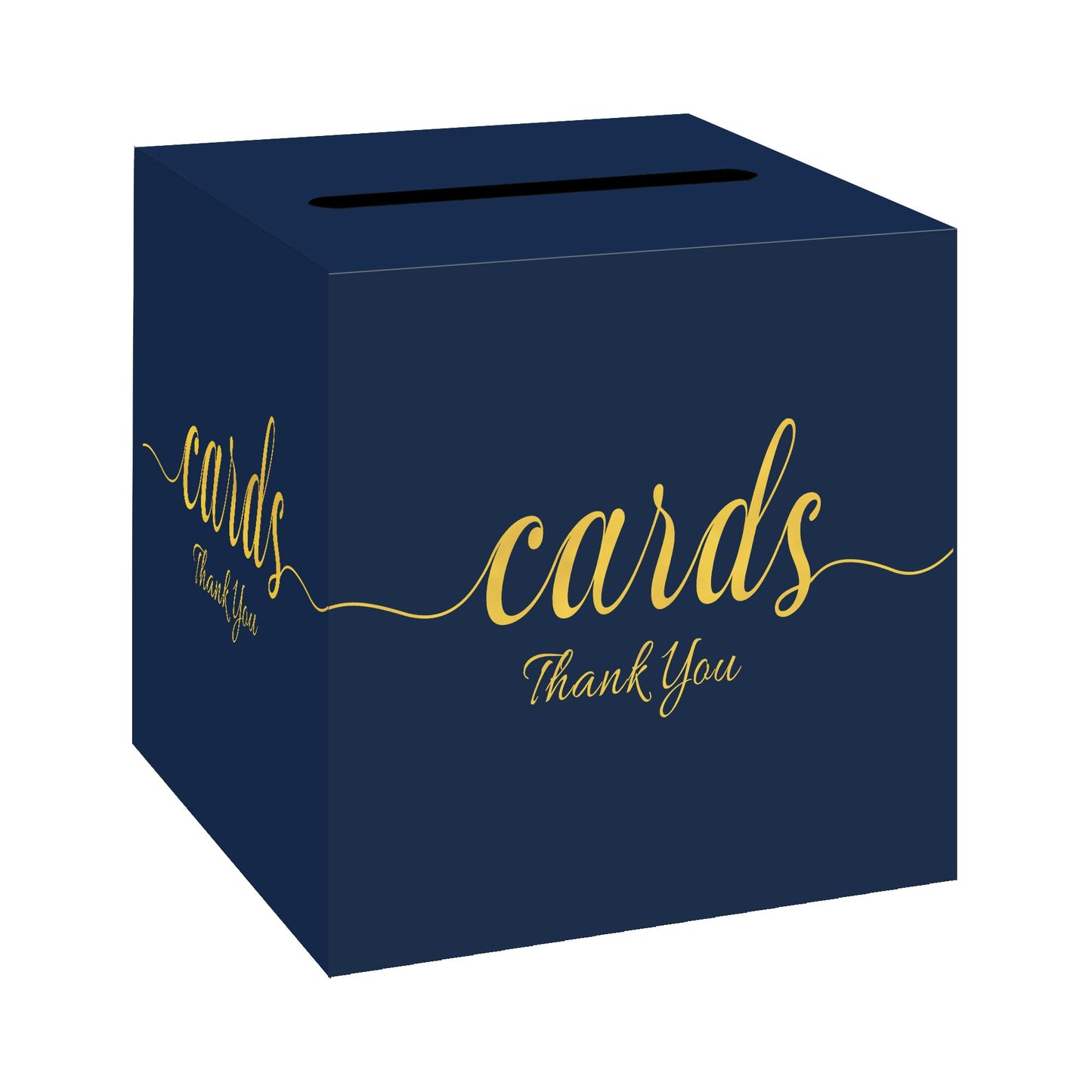 1 Pack White and Gold Wedding Card Box for Party Graduation Bridal Baby Shower Retirement Decorations Cardboard Birthday Card Holder Raffle Ballot Voting Box with Slot 7.8 x 7.8 x 7.8 In BST220