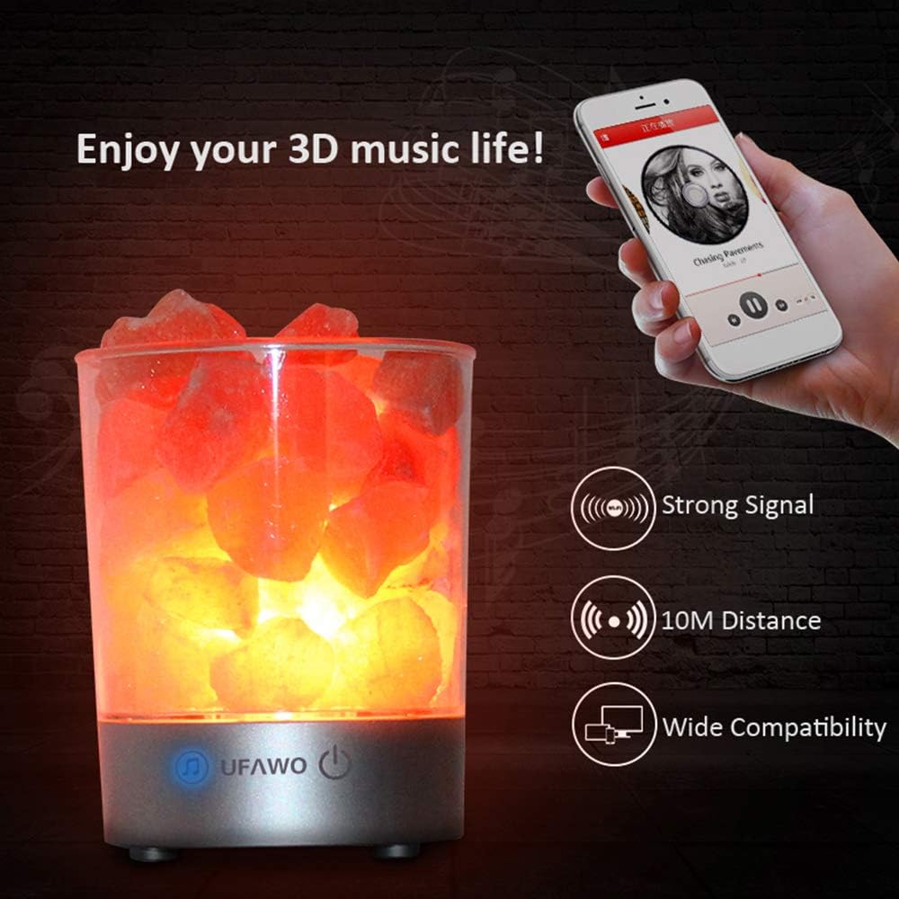 U1 Wireless BT Speaker+Crystal Salt Rock Lamp Sound Box Night Light USB Bedside Table Decorative Lamp Music Loudspeaker