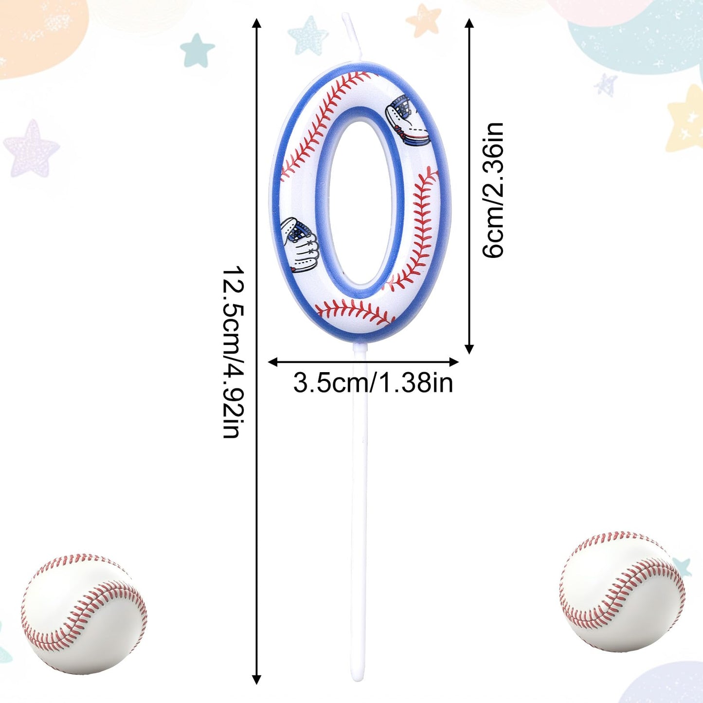 Baseball Birthday Candles, Baseball Themed Cake Topper for Boys Girls Number Candle for Sport Party Decorations & Supplies (Number 6) BST220