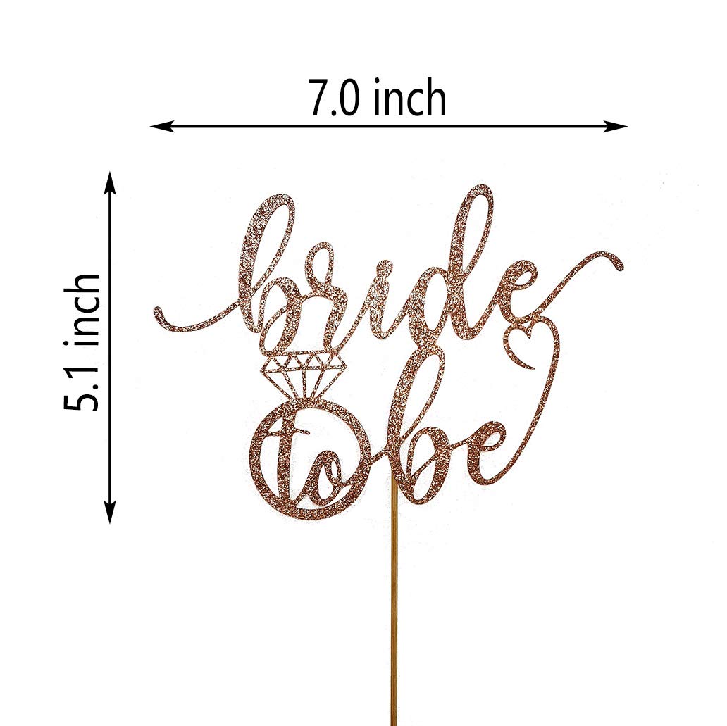 Bride to Be Cake Topper for Bridal Shower / Wedding Shower / Engagement / Bachelorette / Hen Party Decorations, Double Sided Silver Glitter BST220