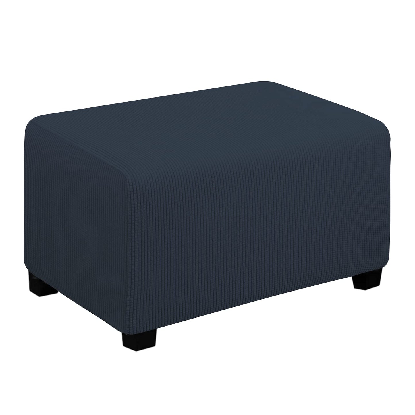 Easy-Going Stretch Square Ottoman Cover 15x15x15inch Dark Blue | Folding Storage Footstool cover Furniture Protector Soft Rectangle slipcover with Elastic Bottom BST202