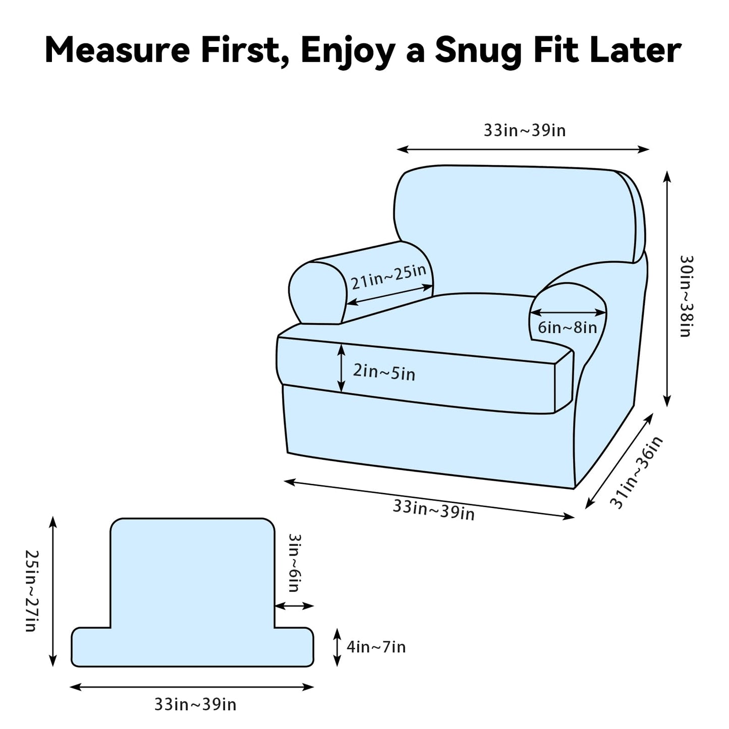 Waterproof Chair Cover with Arms 2-Piece Set Striped Slipcover for 1 Separate T Cushion Couch - TPU Fabric Armchair Covers Leakproof Couch Protector for Kids, Pets(Chair, Beige) BST220