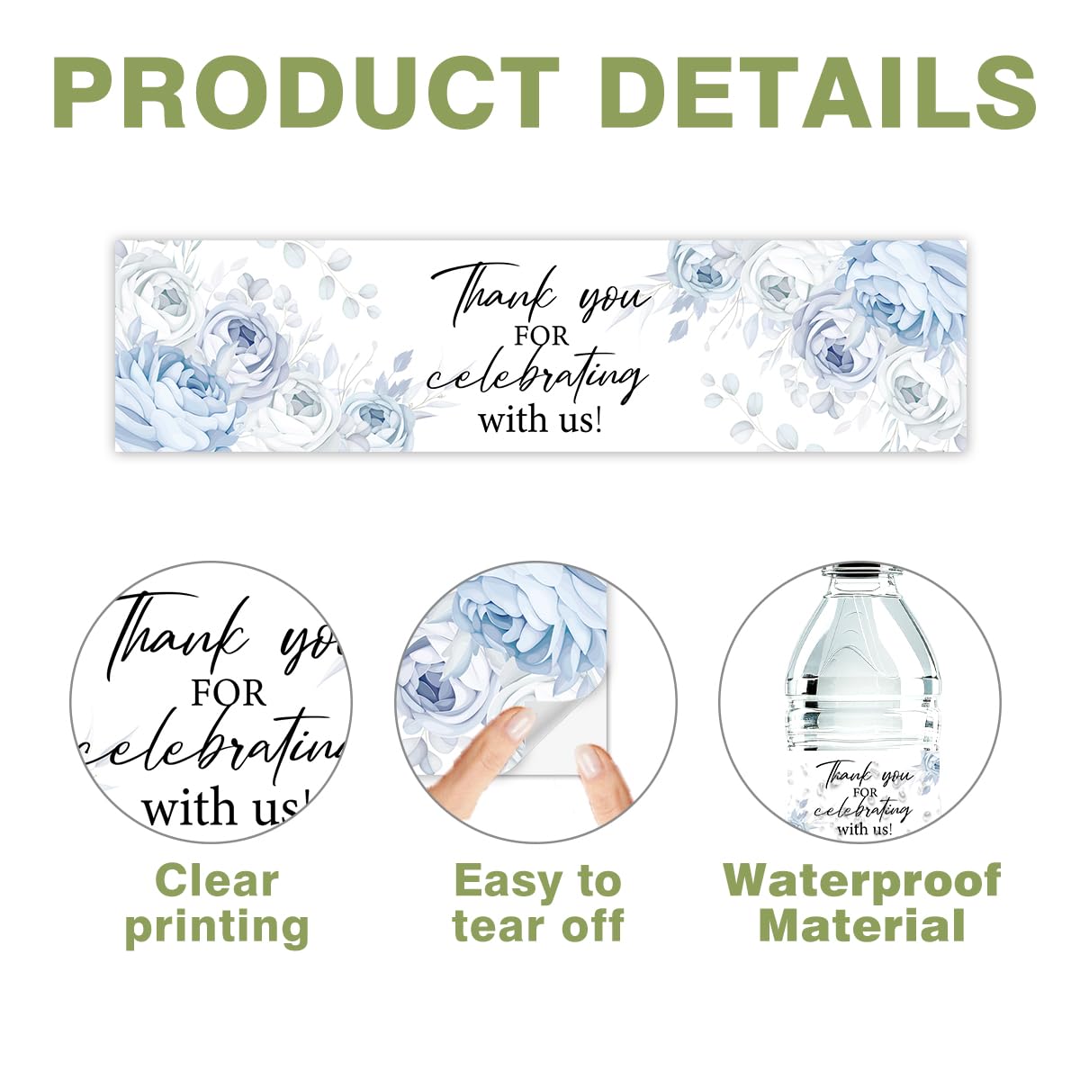 100 Pcs Wedding Water Bottle Labels Floral Wedding Bottle Stickers | Water Bottle Labels Sticker for Wedding Bridal Shower Prom Graduation Party Table Decoration Supplie BST326H