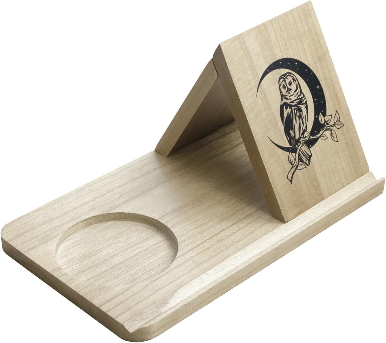EVOLUX Owl Triangle Book Holder - Wooden Bookshelf With Drink Holder Owl Small Bookshelf Book Holder with Cup Holder (Beige) WN420
