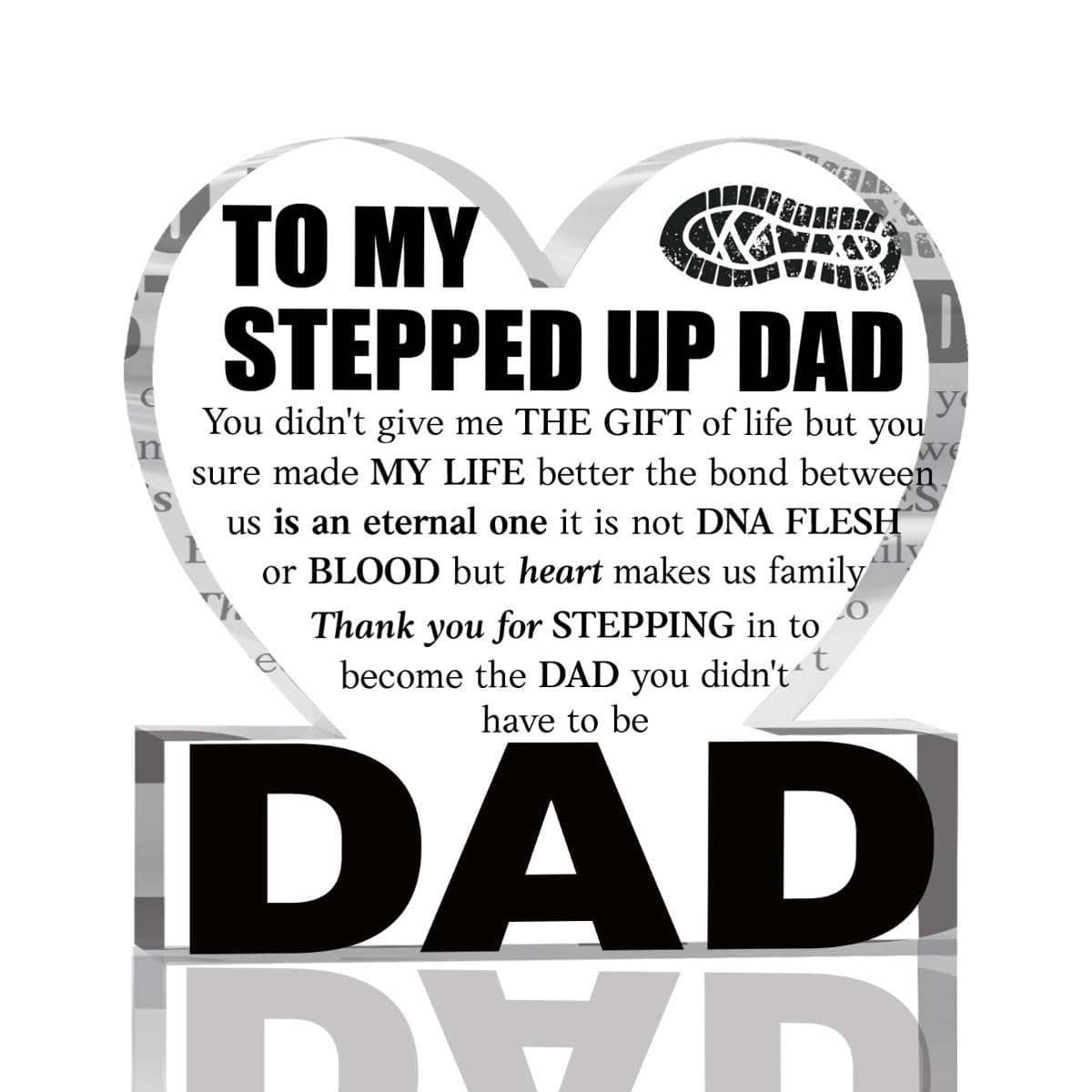 Fathers Day Bonus Dad Gifts Best Stepdad Gifts from Stepdaughter Stepson Funny Birthday Gift for Stepfather Heart Acrylic Sign Decor 4 X 4 Inches BST202