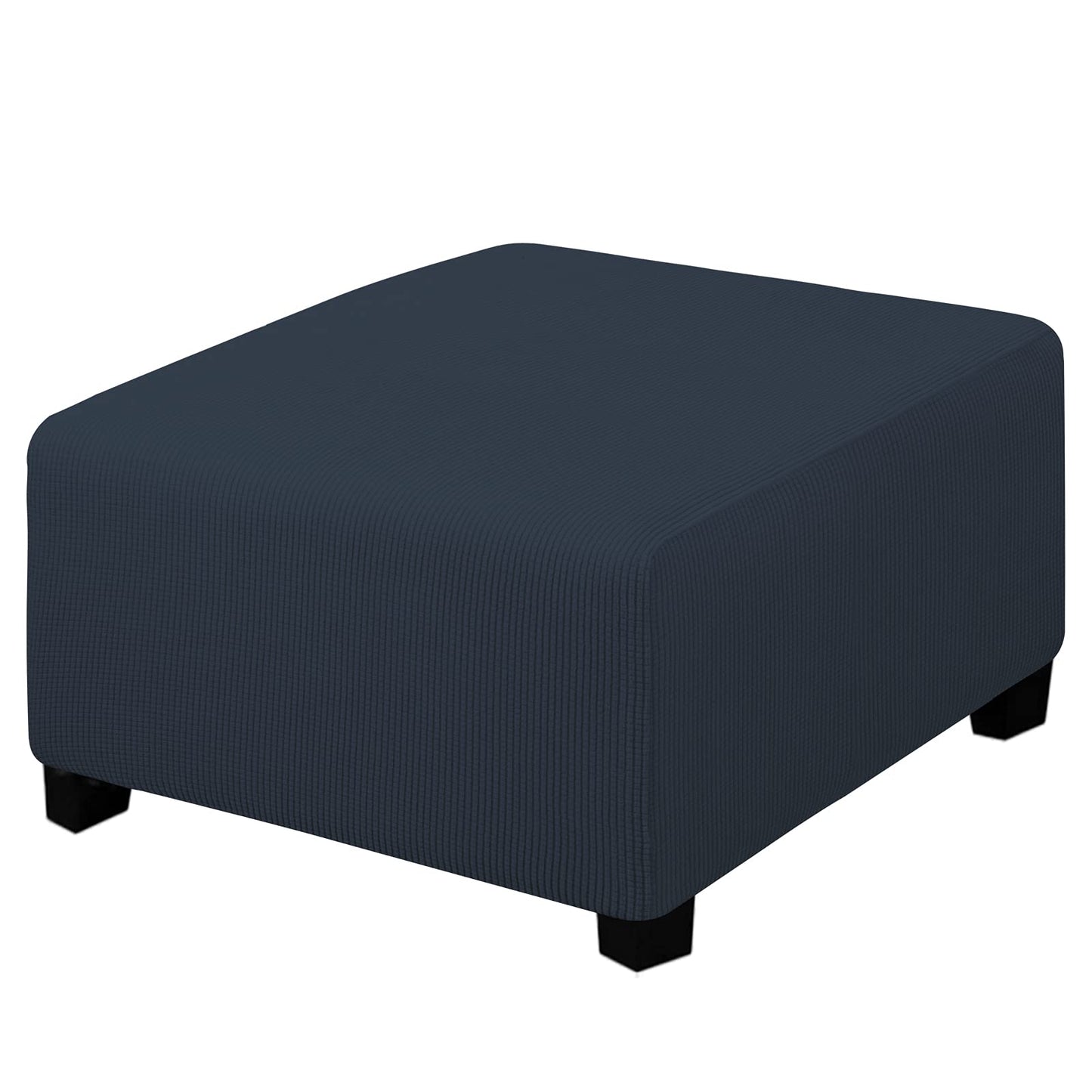Easy-Going Stretch Square Ottoman Cover 15x15x15inch Dark Blue | Folding Storage Footstool cover Furniture Protector Soft Rectangle slipcover with Elastic Bottom BST202