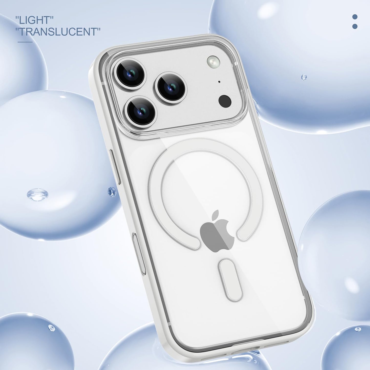 PULOKA for iPhone Case Compatible with Magsafe, Color Bumper & Clear TPU Back Hybrid Shockproof Cover (White, iPhone 16 Pro Max) WN420
