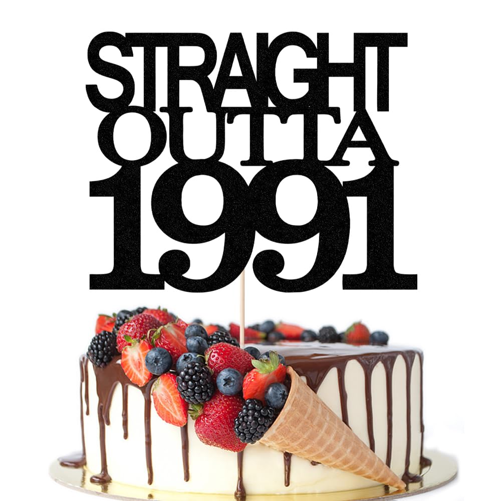 Black Glitter Straight Outta 1961 Cake Topper,Hello 65,Funny 65th | Birthday Cake Topper,65 Fabulous,Cheer to 65 Years,Men and Women 65th Birthday/Wedding/Anniversary Party Decorations BST202