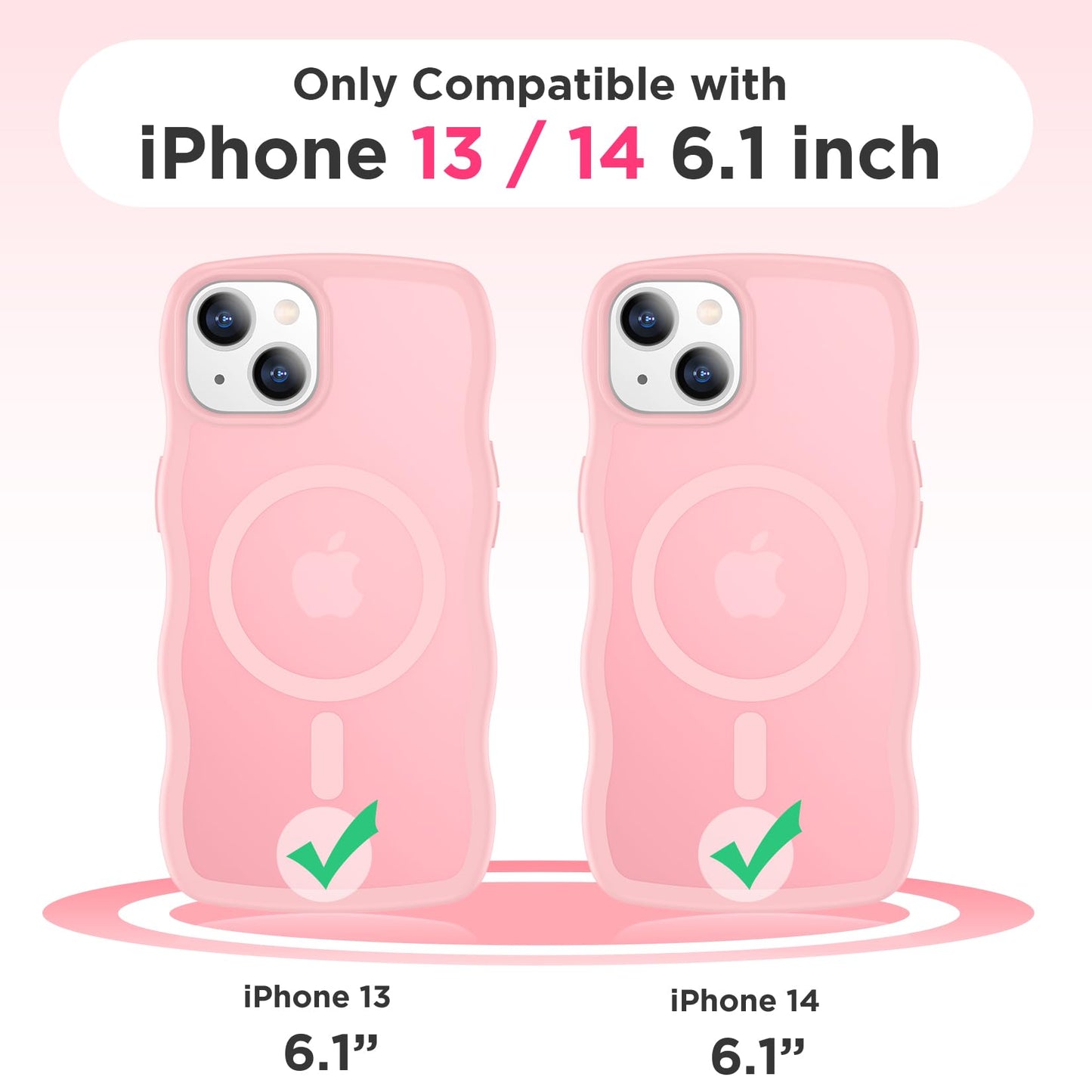 Magnetic for iPhone 13 Pro Case, Compatible with MagSafe Cute Wave Non-Slip Translucent Matte Easier Grip Shockproof Phone Case for iPhone 13 Pro, Black WN420