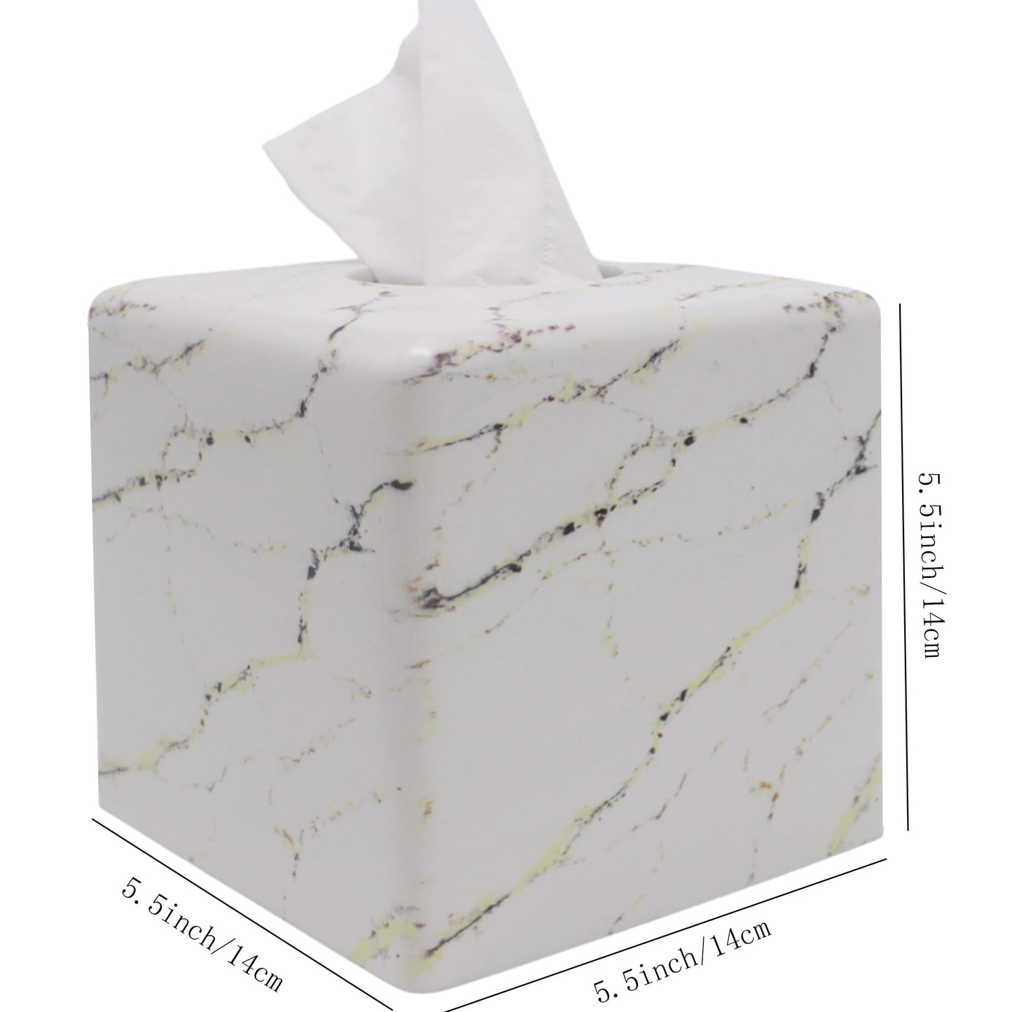 Square Tissue Box Cover Decorative Kleenex Box Holder for Bathroom & Living Room with Handcrafted Texture (colla Gold) BST220
