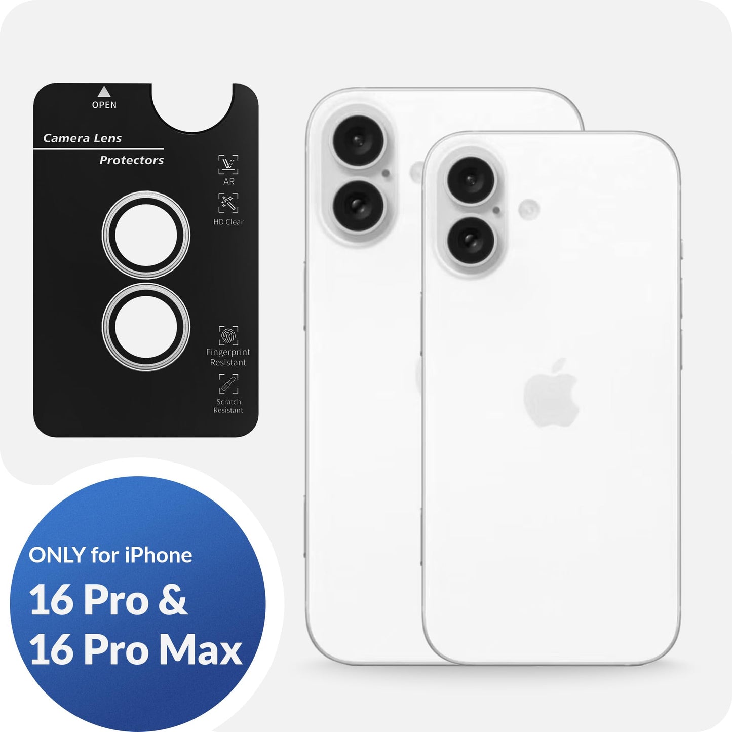 LONLI - for iPhone 16 Pro | 16 Pro Max - Triple Individual Camera Lens Protector - Rainbow Holographic Glitter WN420