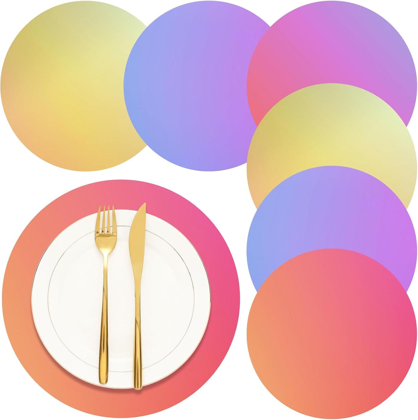 48 Pcs Gradient Disposable Place Mats Decorative Round Paper Placemats Table Paper Doilies for Wedding Birthday Party Banquet Home Dining Holiday, 11.42 Inch BST220