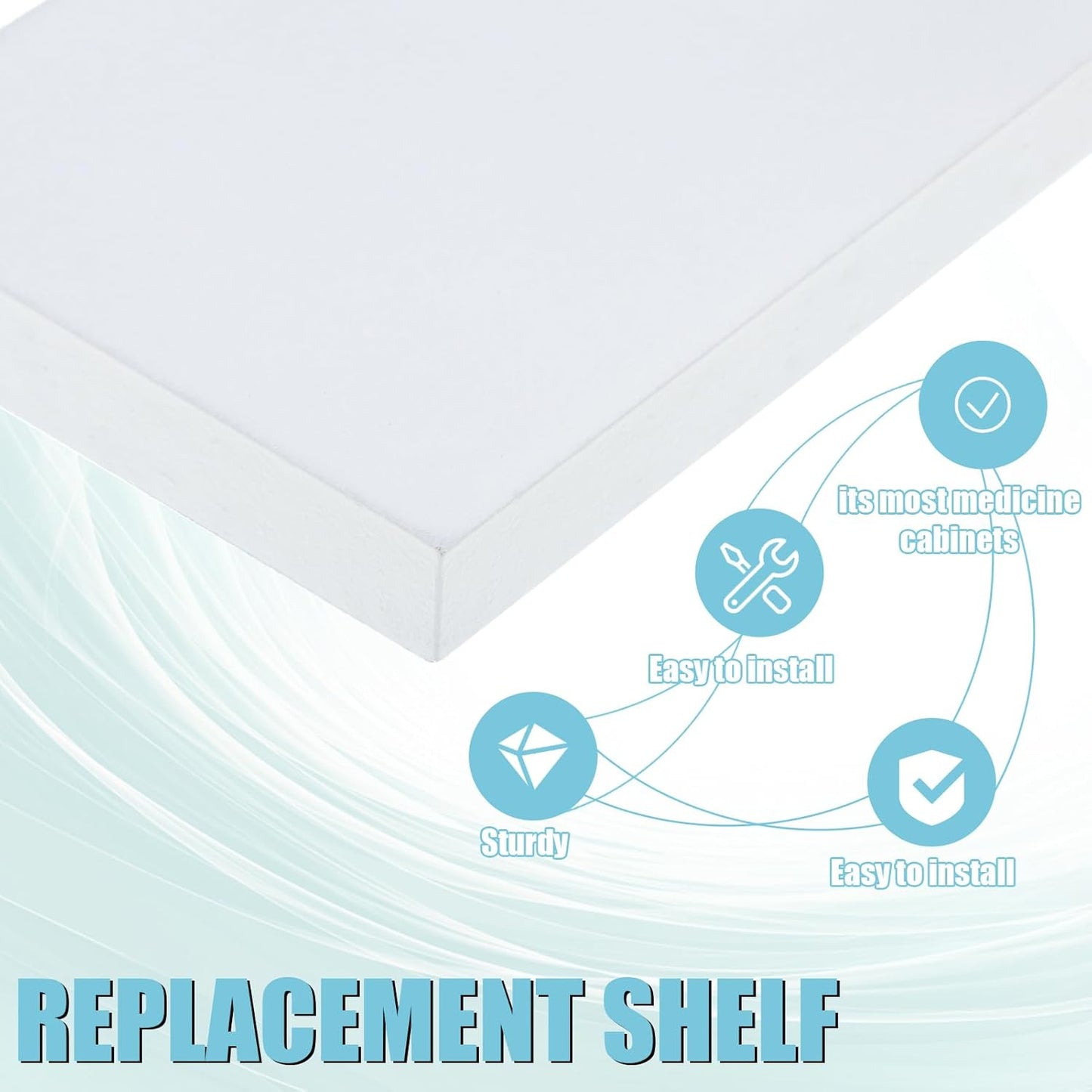 4 PCS White Medicine Cabinet Shelves Replacement,13 Inch Wooden Bathroom Cabinet Shelf,Medicine Cabinets Replacement Shelves for Living Room Bathroom Kitchen Wall Mounted Medicine Cabinet BST326H