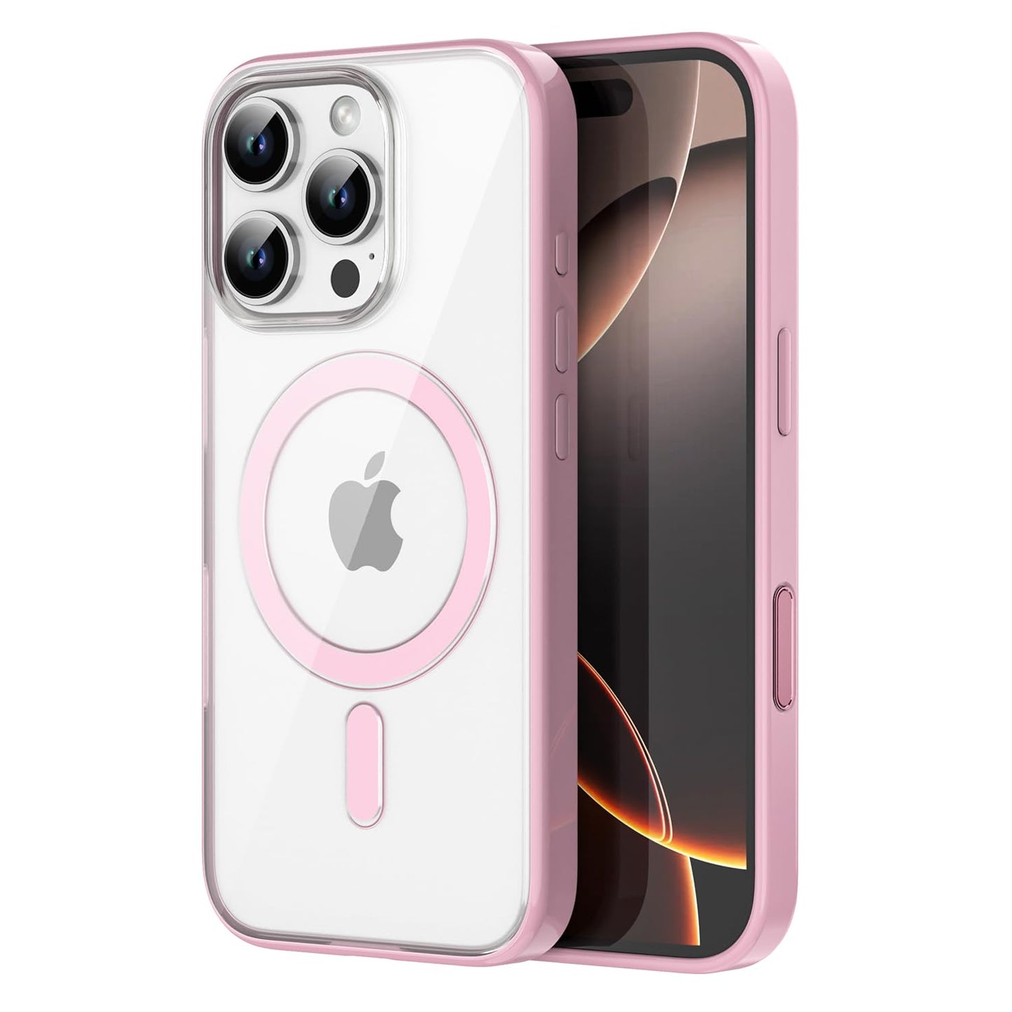 PULOKA for iPhone Case Compatible with Magsafe, Color Bumper & Clear TPU Back Hybrid Shockproof Cover (White, iPhone 16 Pro Max) WN420