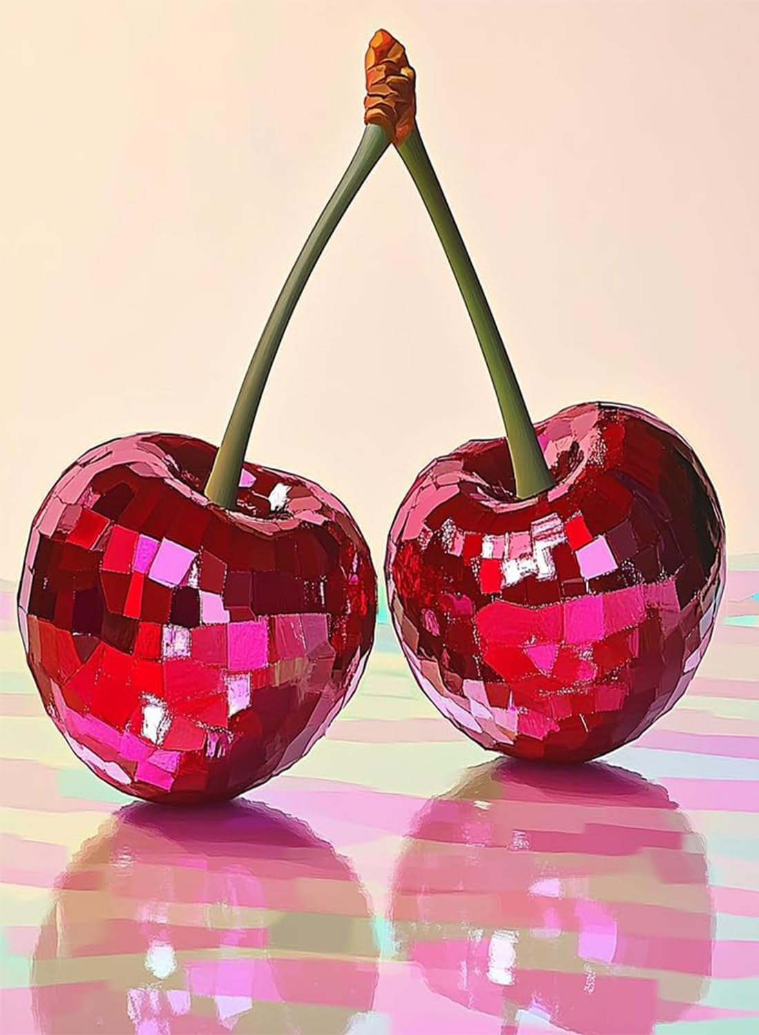 AIBOERL Cherry Diamond Art Kits for Adults,Cherry 5D Diamond Painting Kits for Adults Beginners,DIY Full Round Drill Diamond Dot Painting Gem Art Kits for Adult, Home Wall Decor 12x16Inch BST220