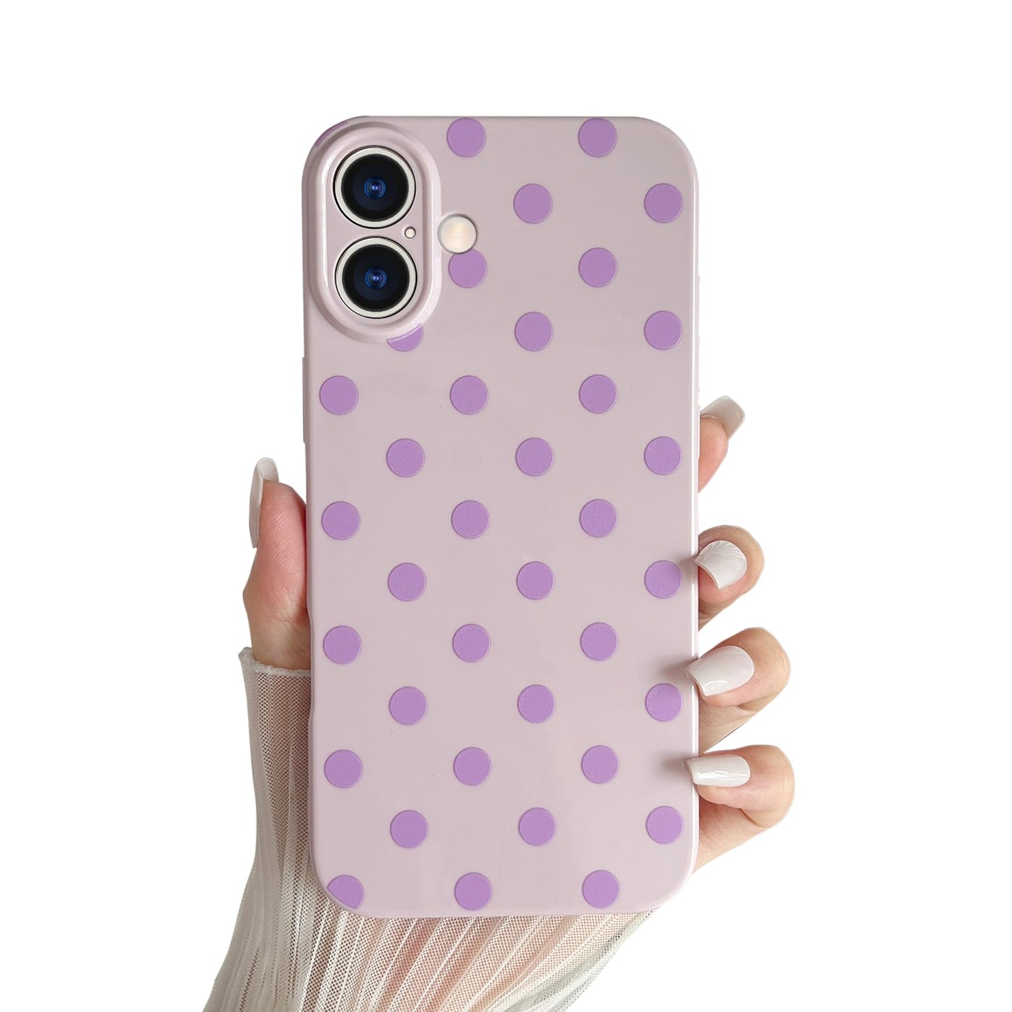 Skyseaco Compatible with iPhone 15 Case Cute Polka Dot Phone Case Soft Slim TPU Shockproof Phone Cover Full Camera Protection for Women Girls - Black WN420