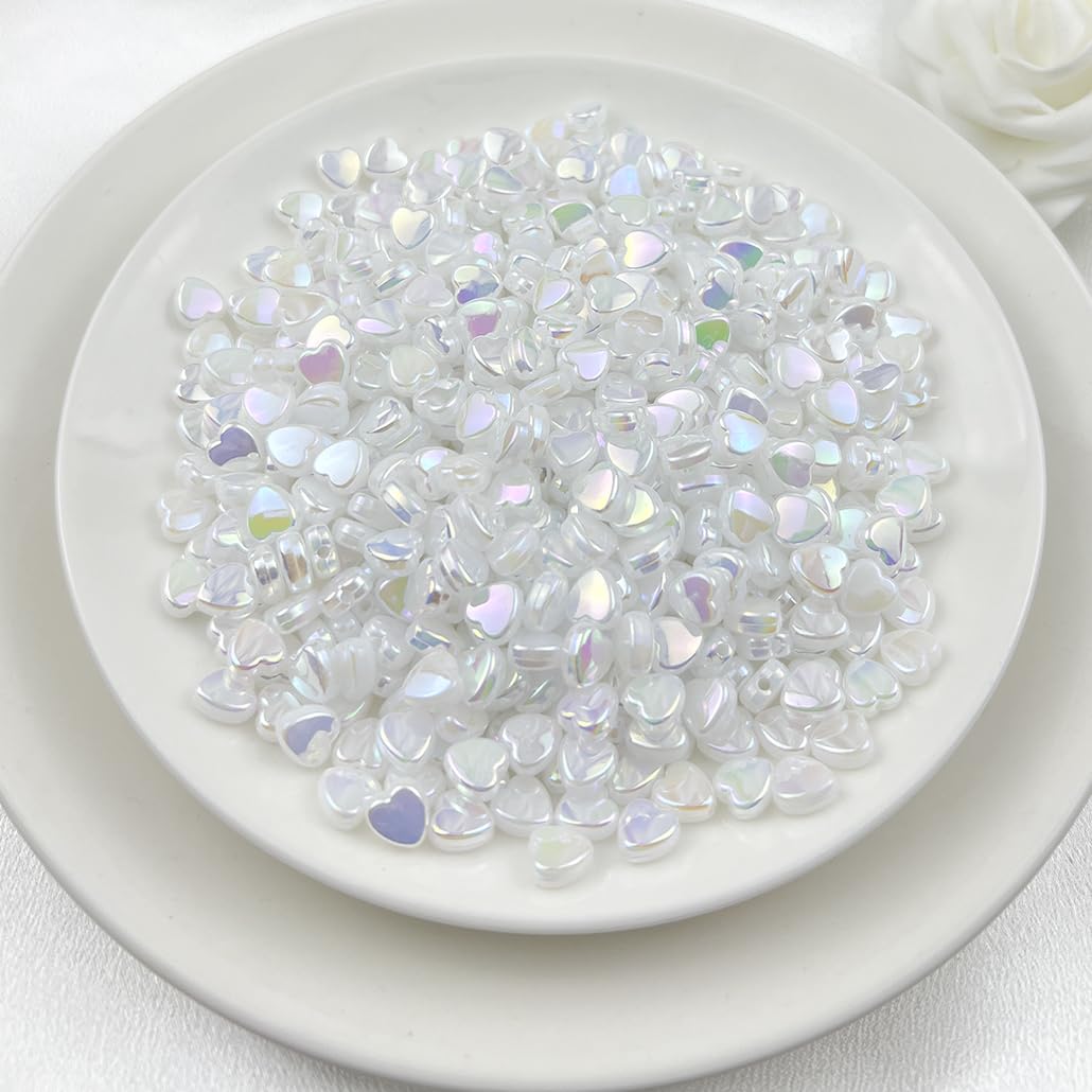 500Pcs Acrylic Heart Beads, AB Colors Heart Shape Beads Crystal Heart Beads for Jewelry Making DIY Bracelet Earring Necklace Key Chains(90-Light Lake Blue AB) BST220