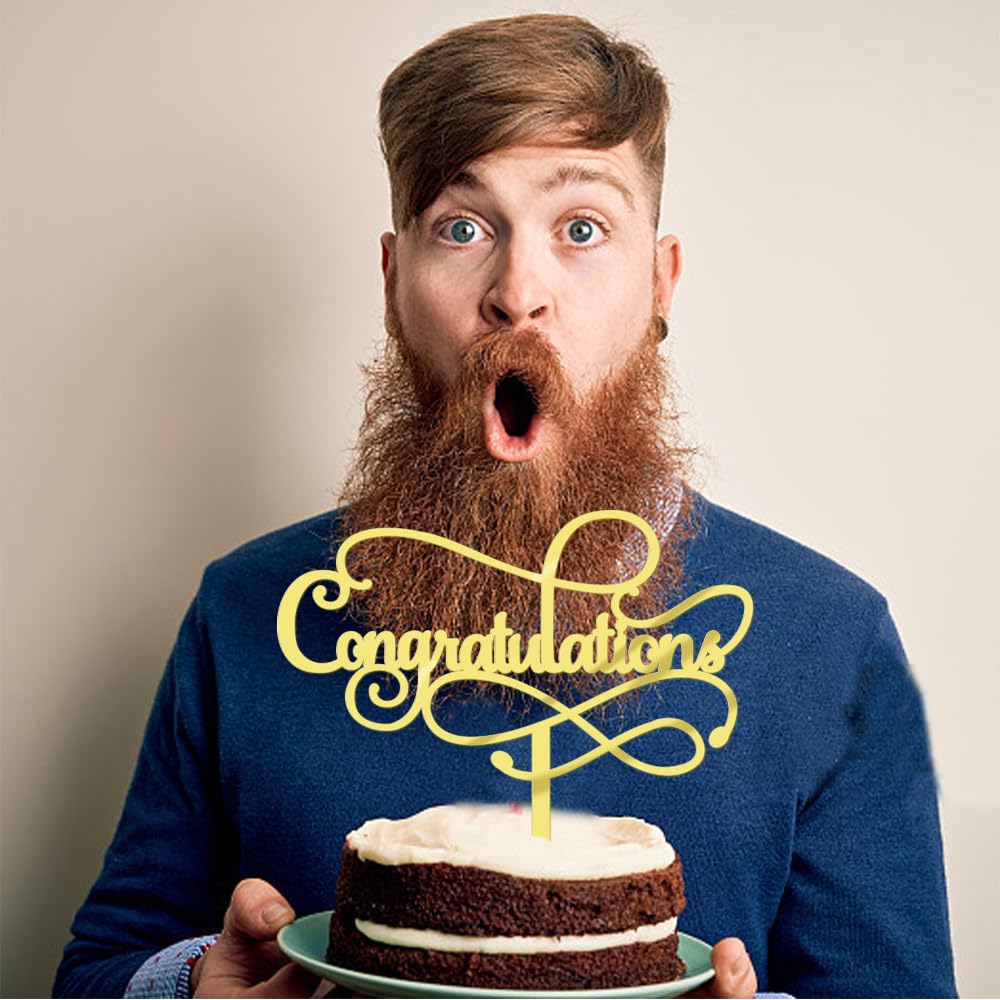 Congratulations Cake Topper,Congratulations 2026 Graduation | Cake Topper,Graduation, Wedding, Retirement, Birthday, Anniversary, Celebration Party Decorations Supplies (Black Gold) BST202