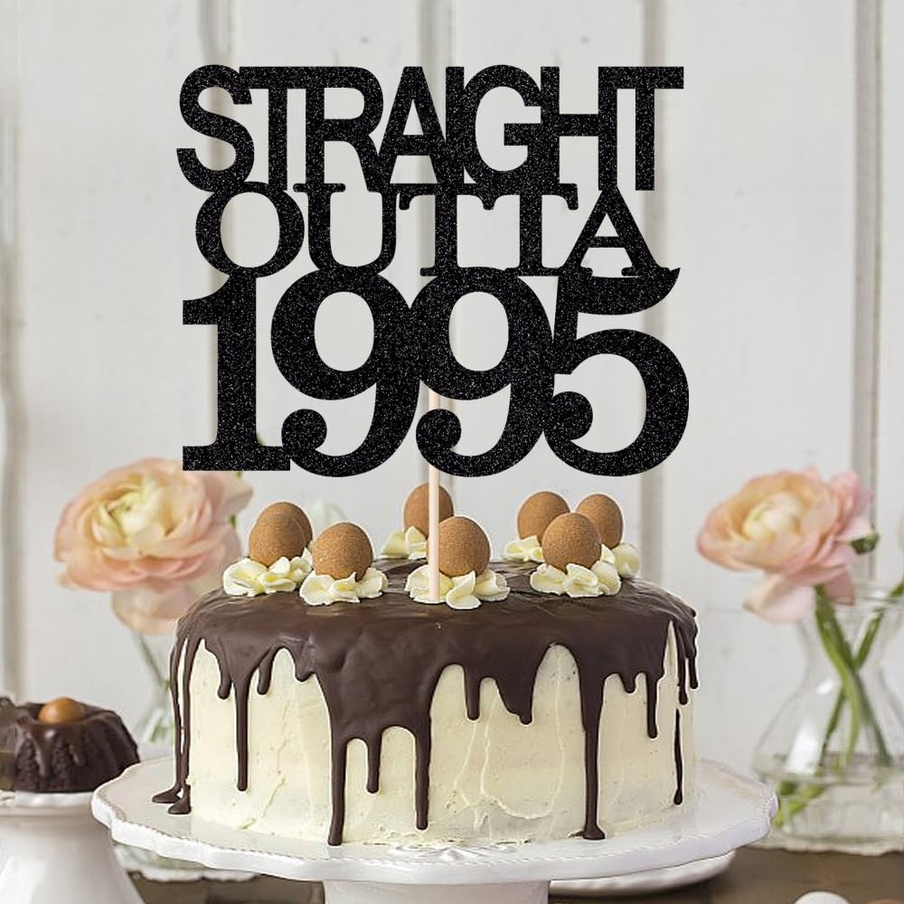 Black Glitter Straight Outta 1961 Cake Topper,Hello 65,Funny 65th | Birthday Cake Topper,65 Fabulous,Cheer to 65 Years,Men and Women 65th Birthday/Wedding/Anniversary Party Decorations BST202