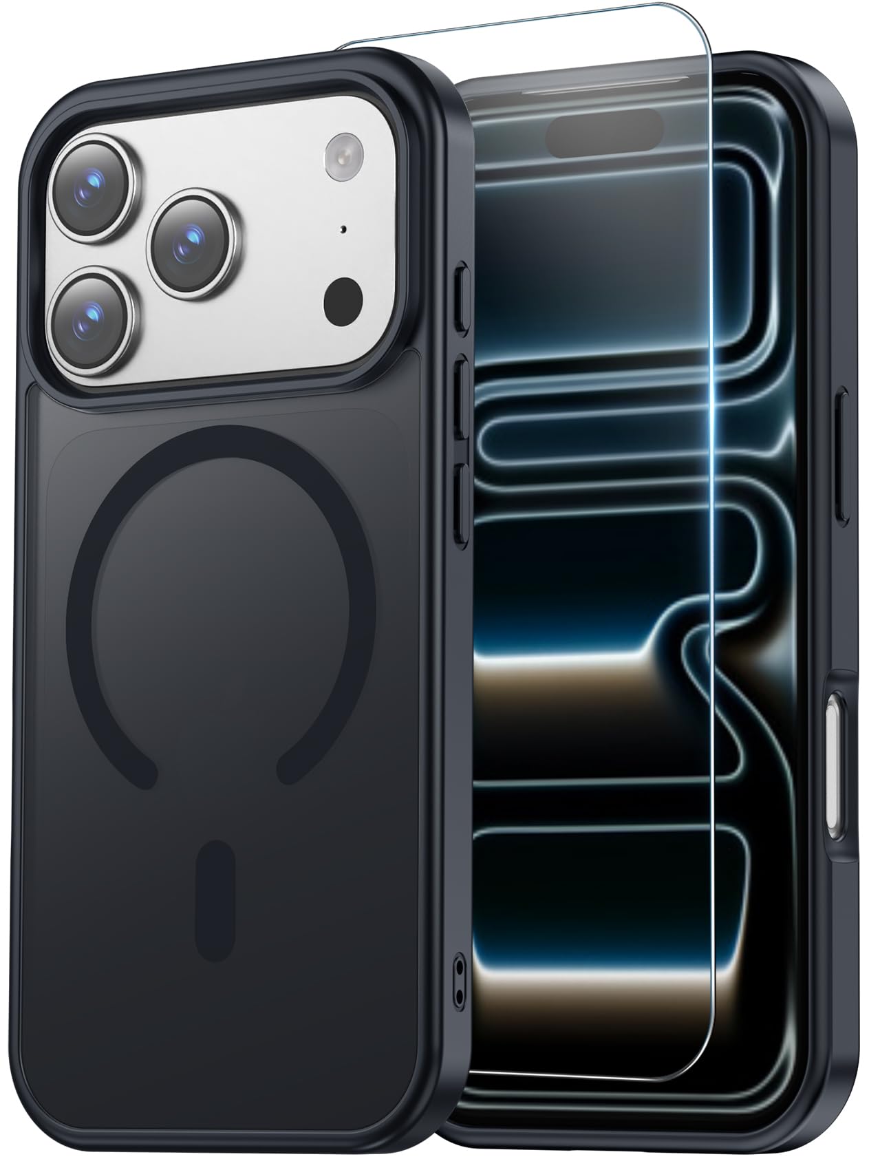 for iPhone 17 Pro Max Case Clear with Screen Protector, Compatible with Magsafe, Anti-Yellowing, Military-Grade Protection, Shockproof Slim Magnetic Phone Case Cover, Black WN420