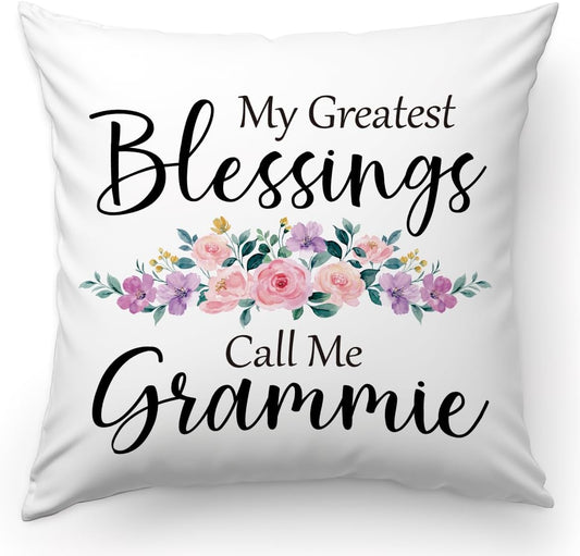 KongMoTree Grammie Gift Pillow Case, My Greatest Blessings Call Me Grammie, Birthday Gift for Grandma, Perfect Present for Grandma, 18x18 Inches BST326L